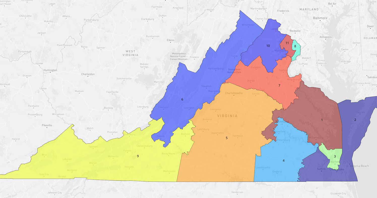 The current Virginia map is reasonably evenly split between Republicans and Democrats.