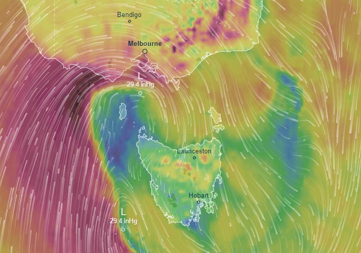 Strong wind gusts are forecast for parts of Victoria and Tasmania