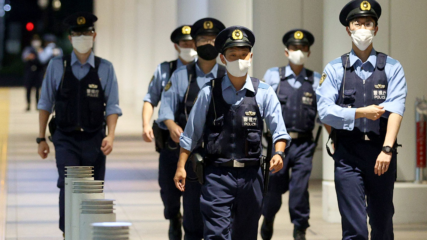  Police officers at Tokyo's Haneda International Airport. Presumably Belarusian sprinter Kristina Timanovskaya is now at a police station at the airport after Belarusian team coaching staff decided to send her home from the Tokyo Olympics because of her psychological state. Sergei Bobylev/TASS (Photo by Sergei BobylevTASS via Getty Images)