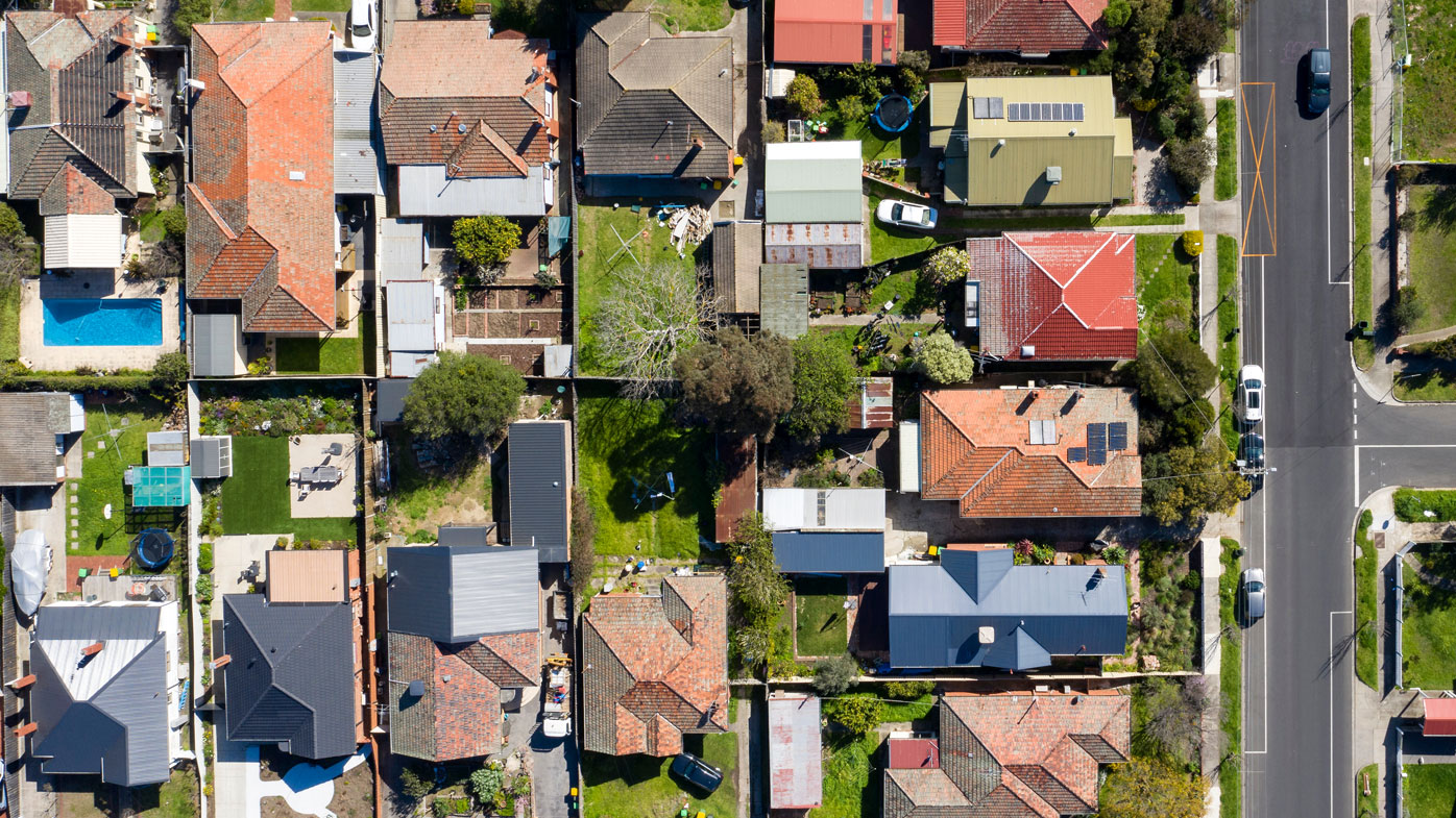 An aerial view of the Melbourne suburb of Preston, in Victoria.