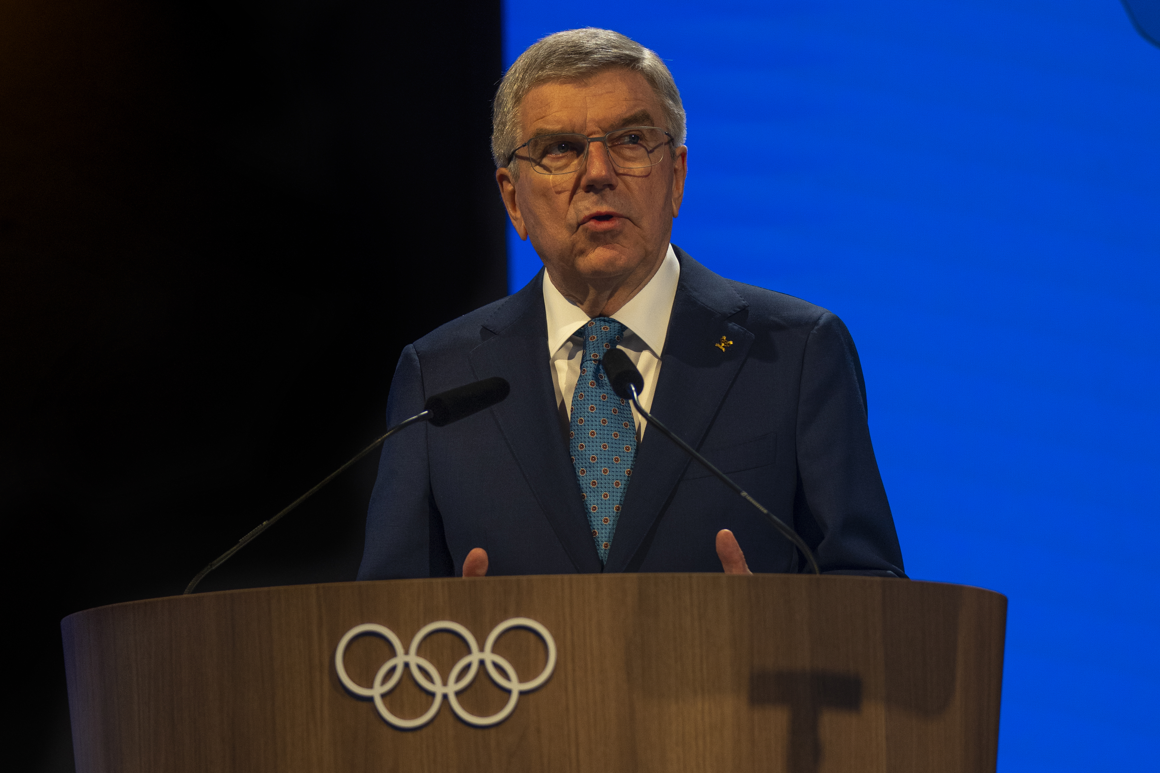 International Olympic Committee president Thomas Bach speaks at the 141st IOC session.