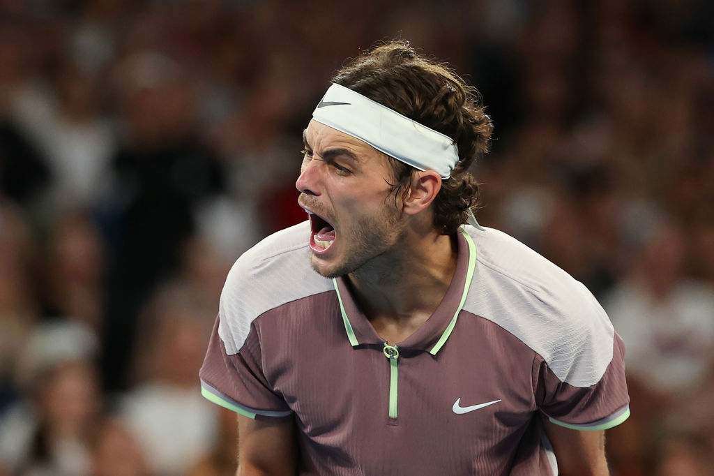 Taylor Fritz of the United States celebrates a point.