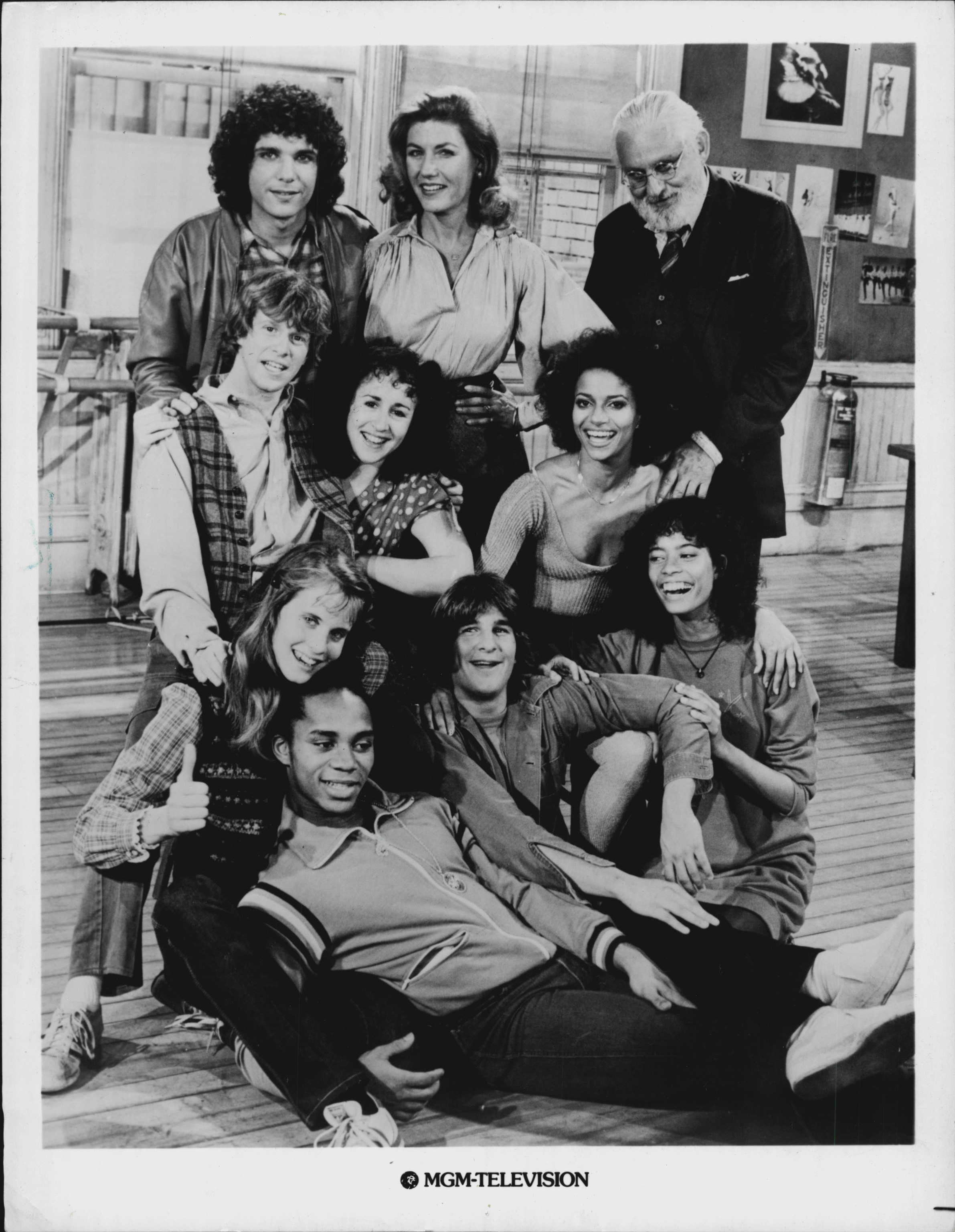 Irene Cara and the cast of Fame in 1983.