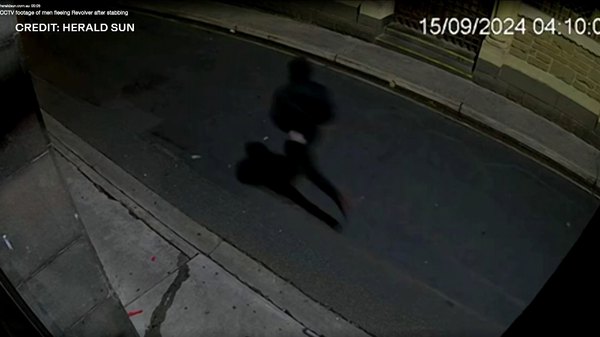 CCTV captured the suspected attackers running from the nightclub. Supplied: Herald Sun