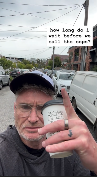 Dave Hughes trapped by car parked in middle of road