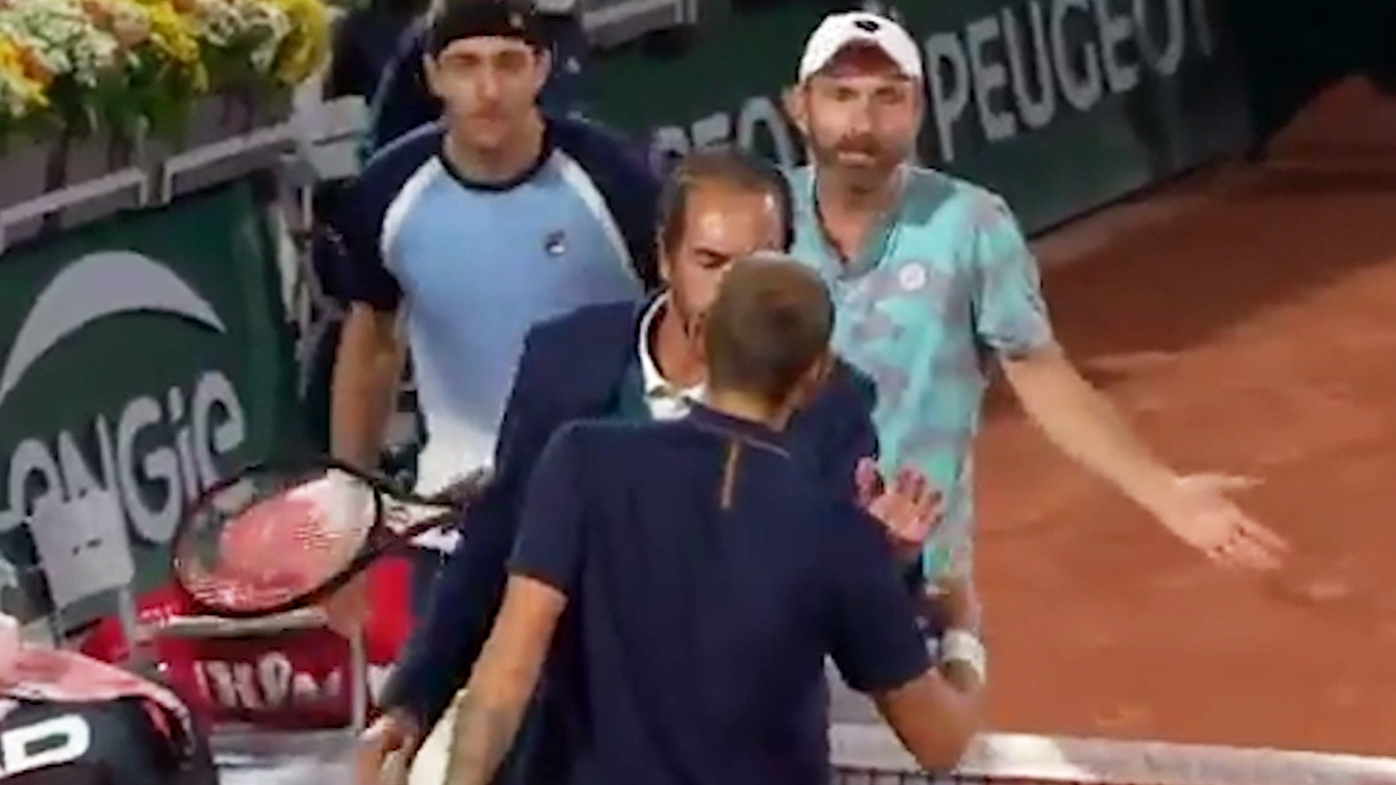 Dan Evans gets heated in his doubles clash