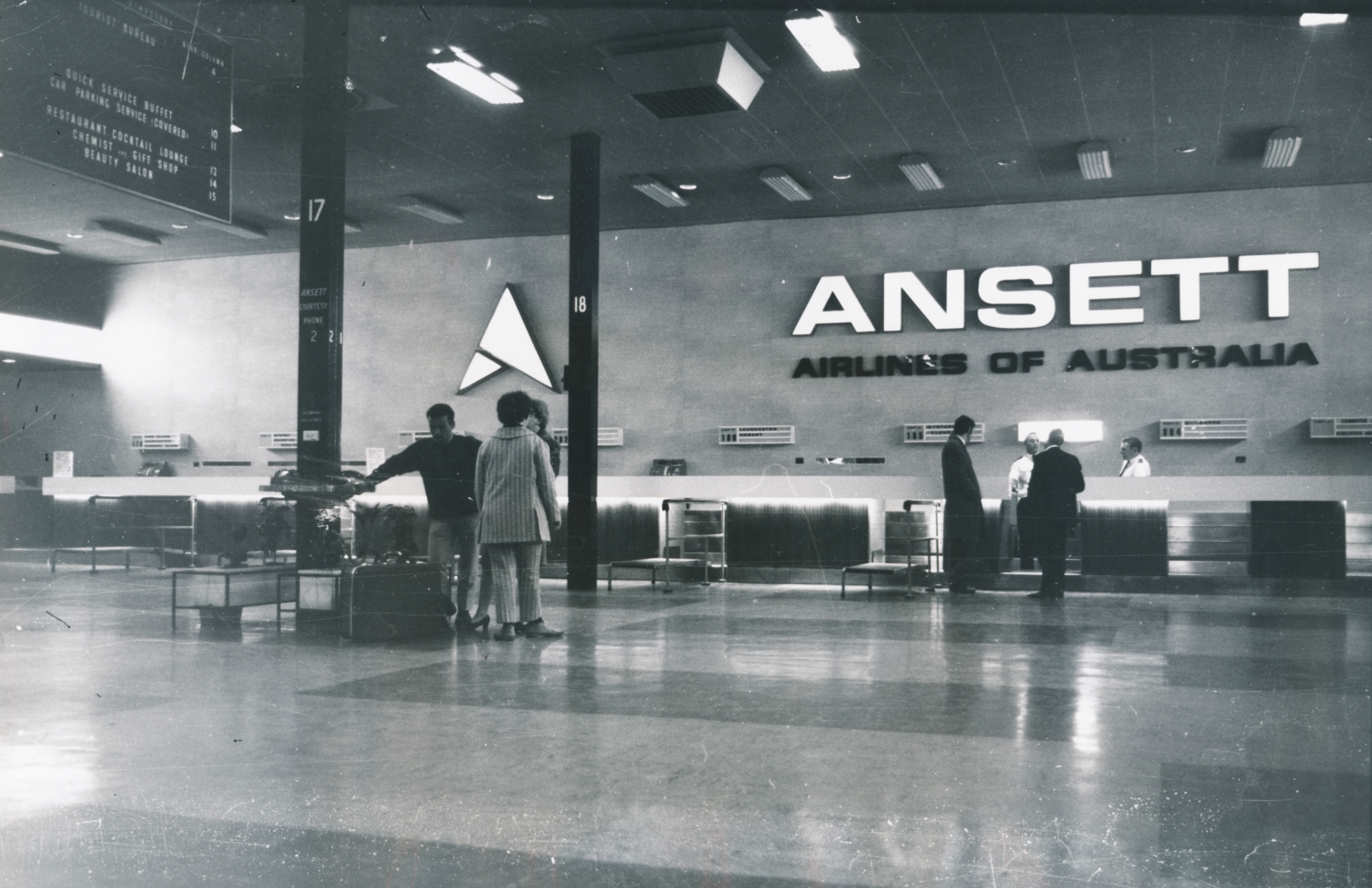 Essendon Airport, 1969: The Ansett Airlines section of the passenger terminal at Essendon Airport. PICTURE: Fairfax Photographic.
