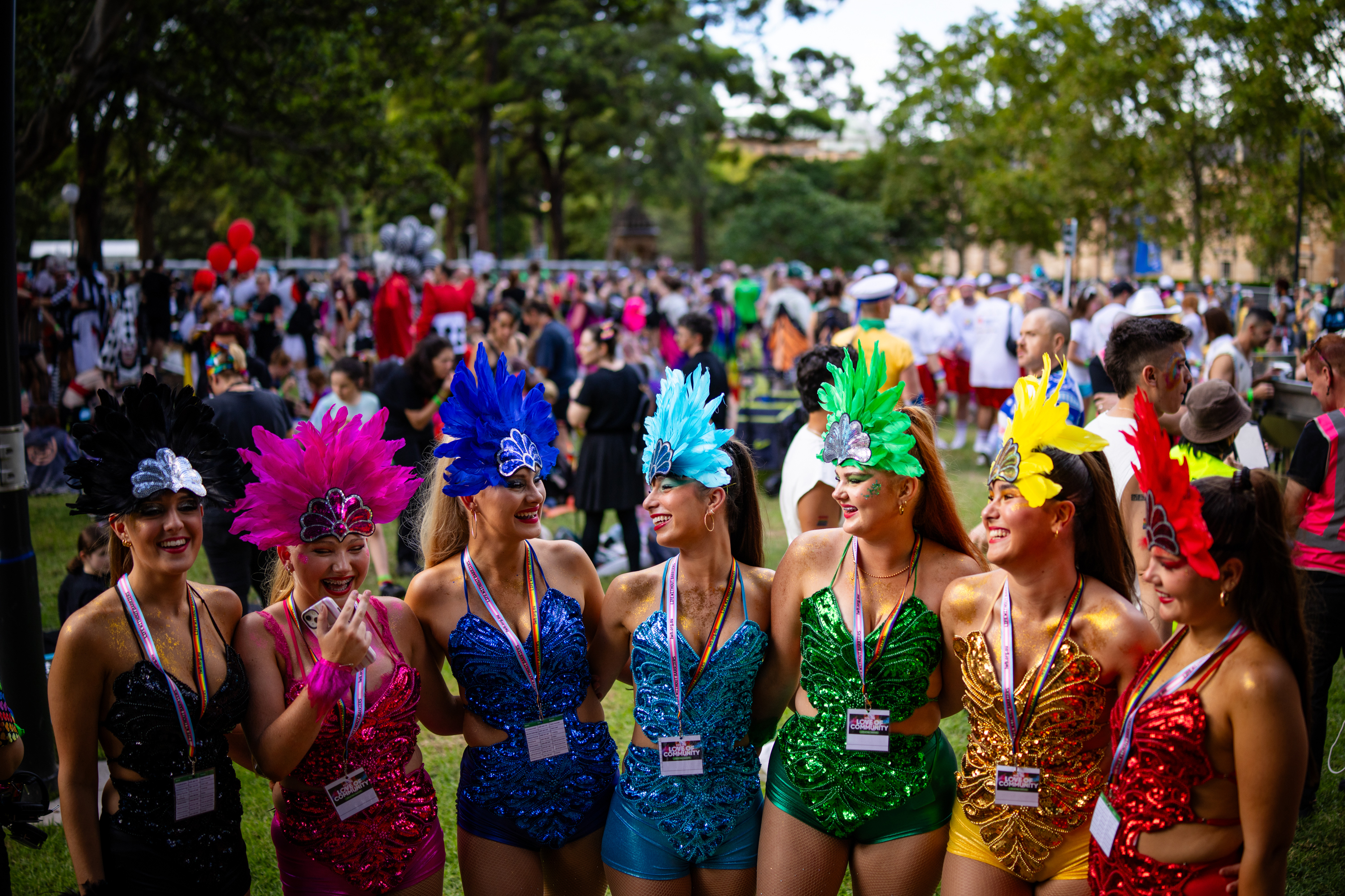 Life Without Barriers gathers for the Sydney Gay & Lesbian Mardi Gras 2026 parade in the marshaling area in Hyde Park. Saturday, February 28th, 2026. Photo: Audrey Richardson, The Sydney Morning Herald.