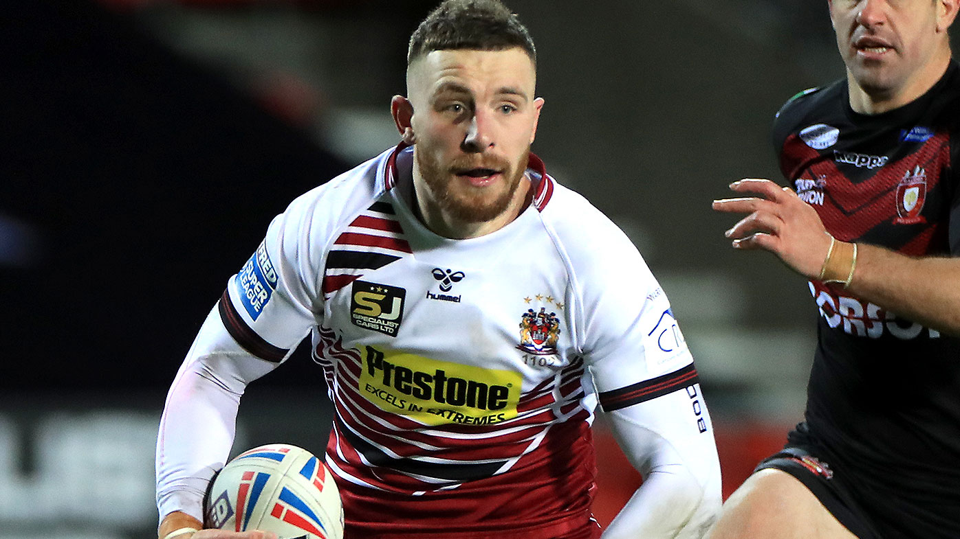 Wigan Warriors' Jackson Hastings on his way to scoring his side's sixth try of the game during the Betfred Super League match at the Totally Wicked Stadium, St Helens. (Photo by Mike Egerton/PA Images via Getty Images)