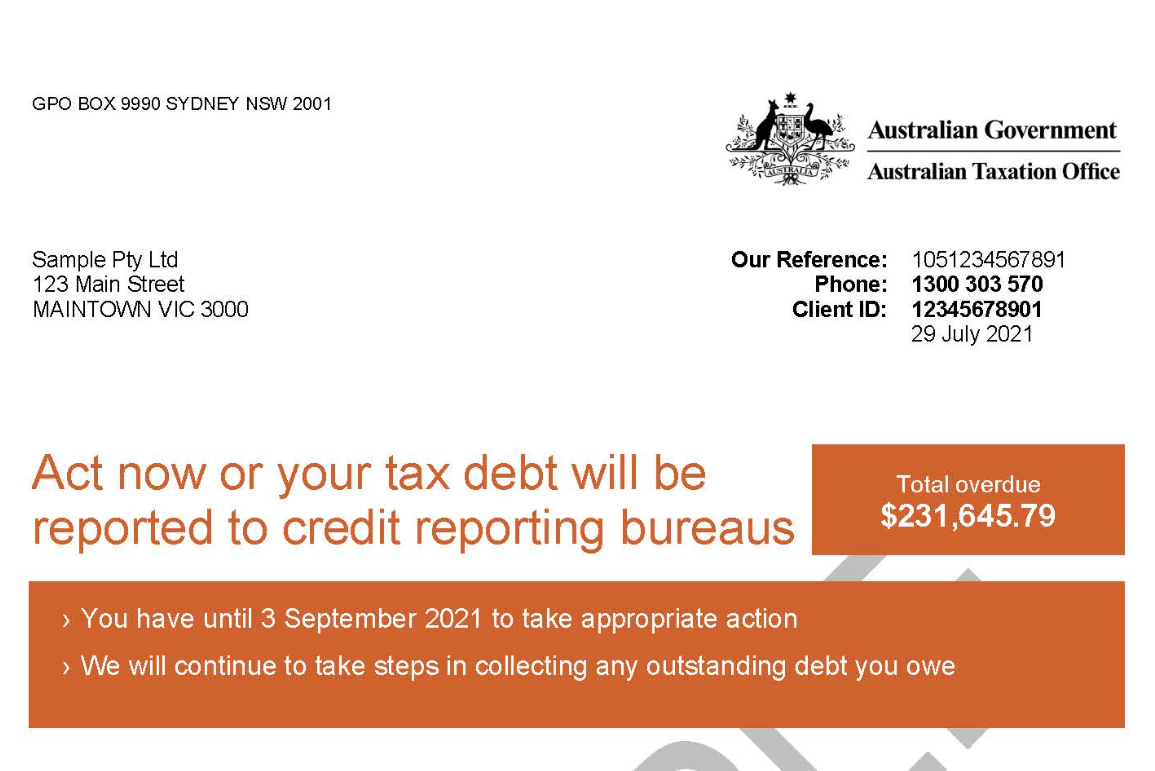 Tax debt ATO letter