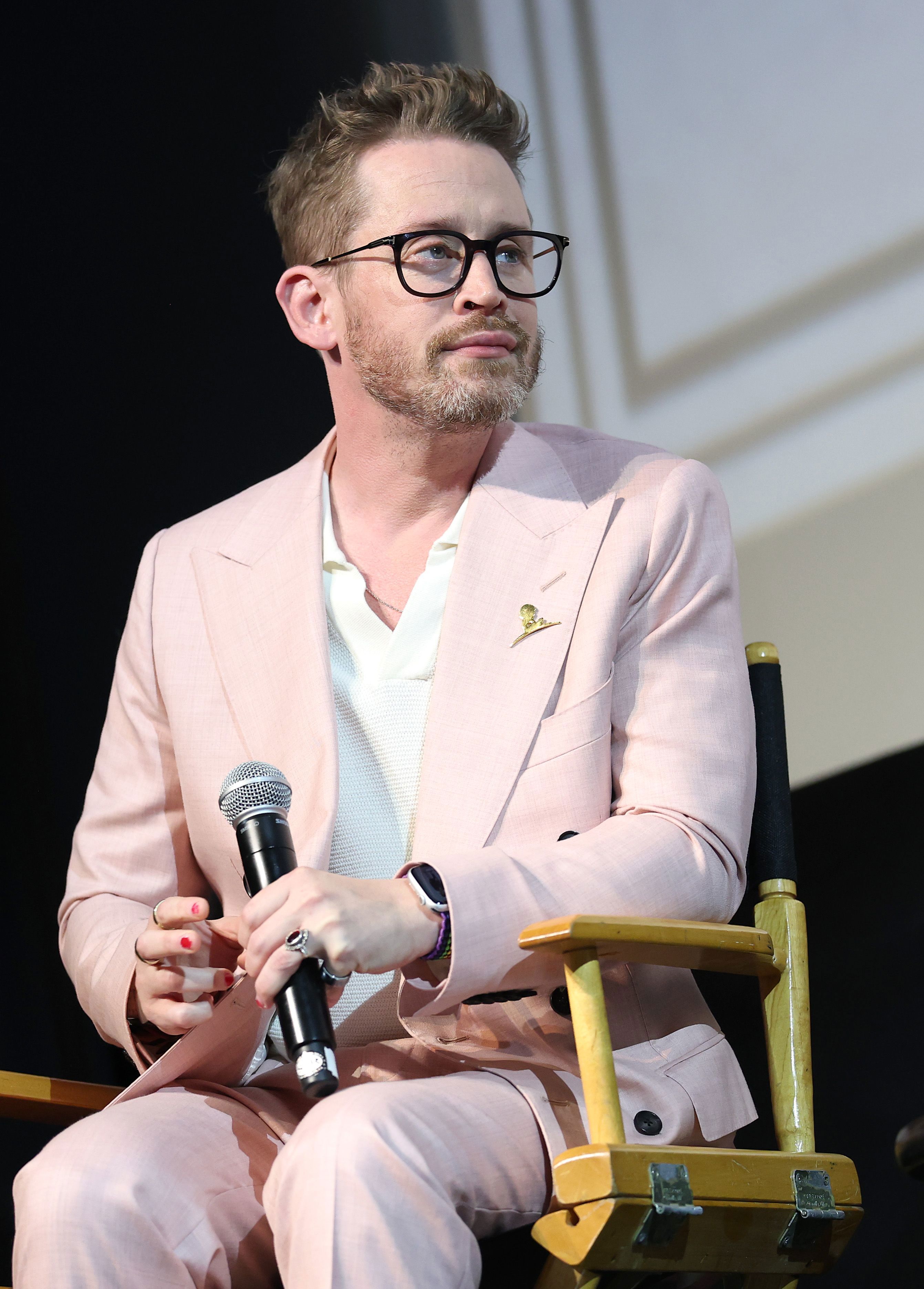 HOLLYWOOD, CALIFORNIA - OCTOBER 02: Macaulay Culkin speaks onstage during John Candy: I Like Me, an evening with Ryan Reynolds at The Montalban on October 02, 2025 in Hollywood, California. (Photo by Monica Schipper/Getty Images for Maximum Effort and Mills Entertainment)