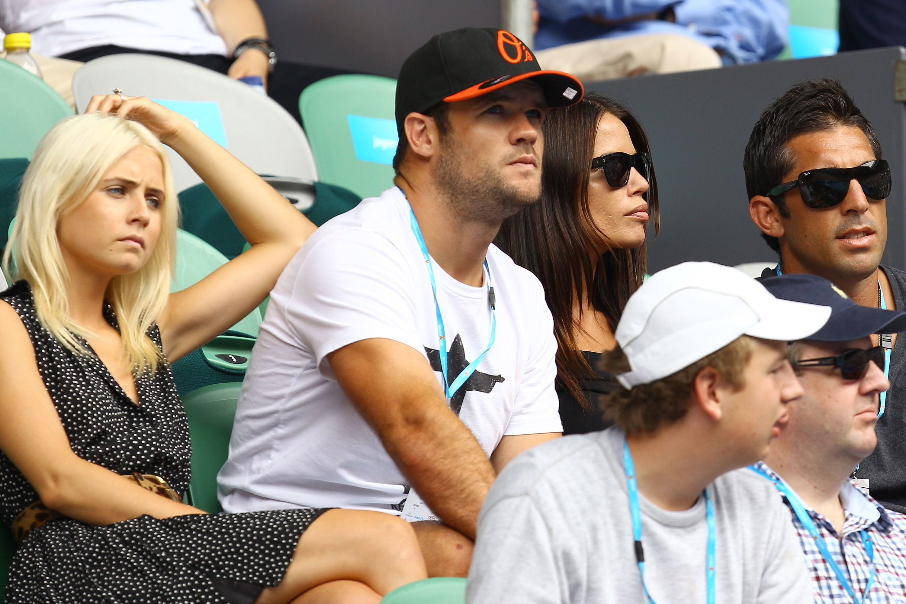 Tessa James, Nate Myles, Jodi Gordon and Braith Anasta during day 10 of the 2011 Australian Open at Melbourne Park on January 26, 2011 in Melbourne, Australia.