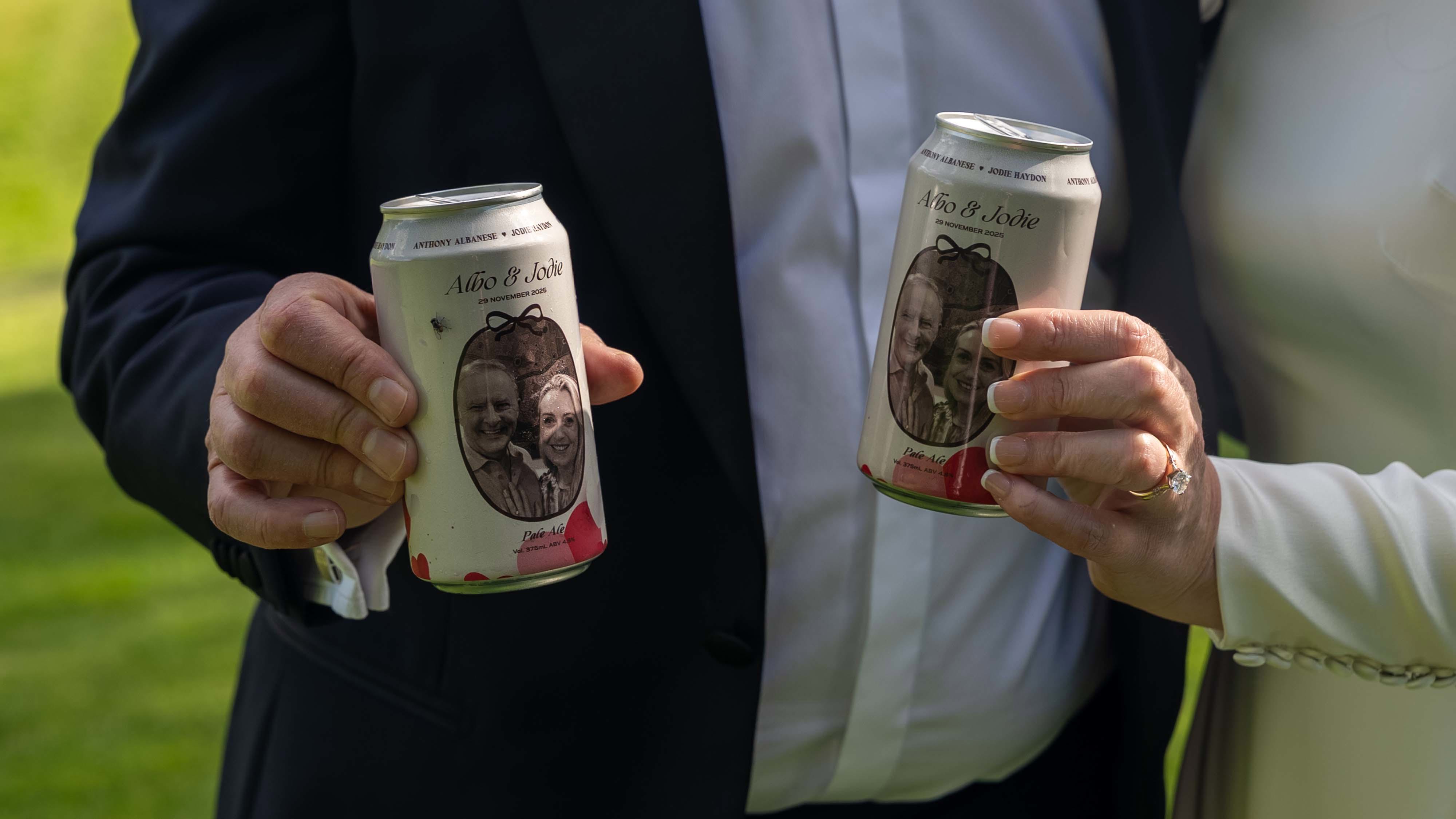The Prime Minister Anthony Albanese and Jodie Haydon after getting married today in Canberra.