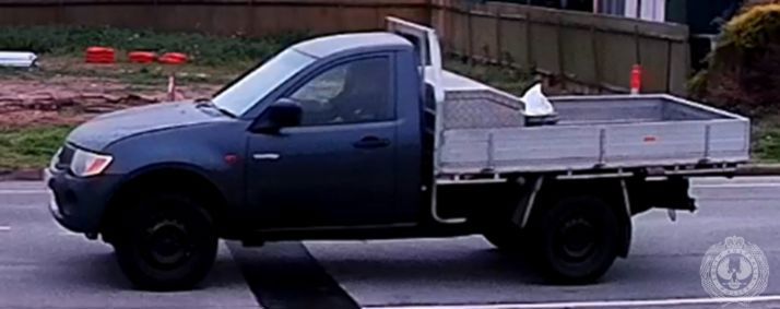 The grey Mitsubishi Triton utility XTF976 was seen at a Lonsdale home on Sunday, September 28 the day after Chris Robertson was last seen alive while he celebrated with friends.