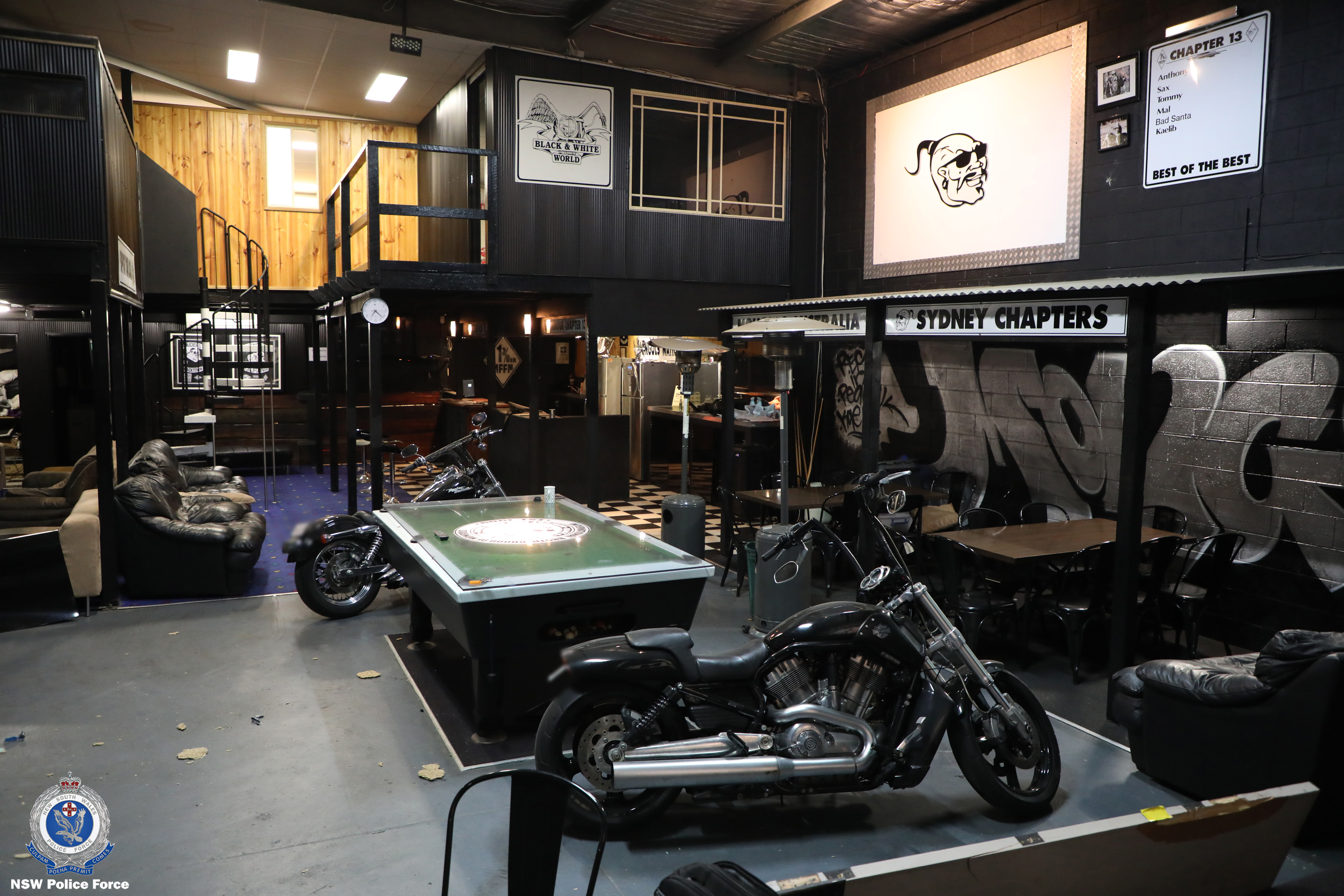 A Mongols outlaw motorcycle clubhouse has been raided ahead of the group's national run this week.Police searched an industrial complex at Blacktown in Sydney's west on Friday night and said they seized several items "consistent with the illegal sale and supply of alcohol".