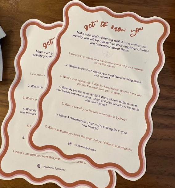 All mixer attendees receive question cards to help spark conversation.
