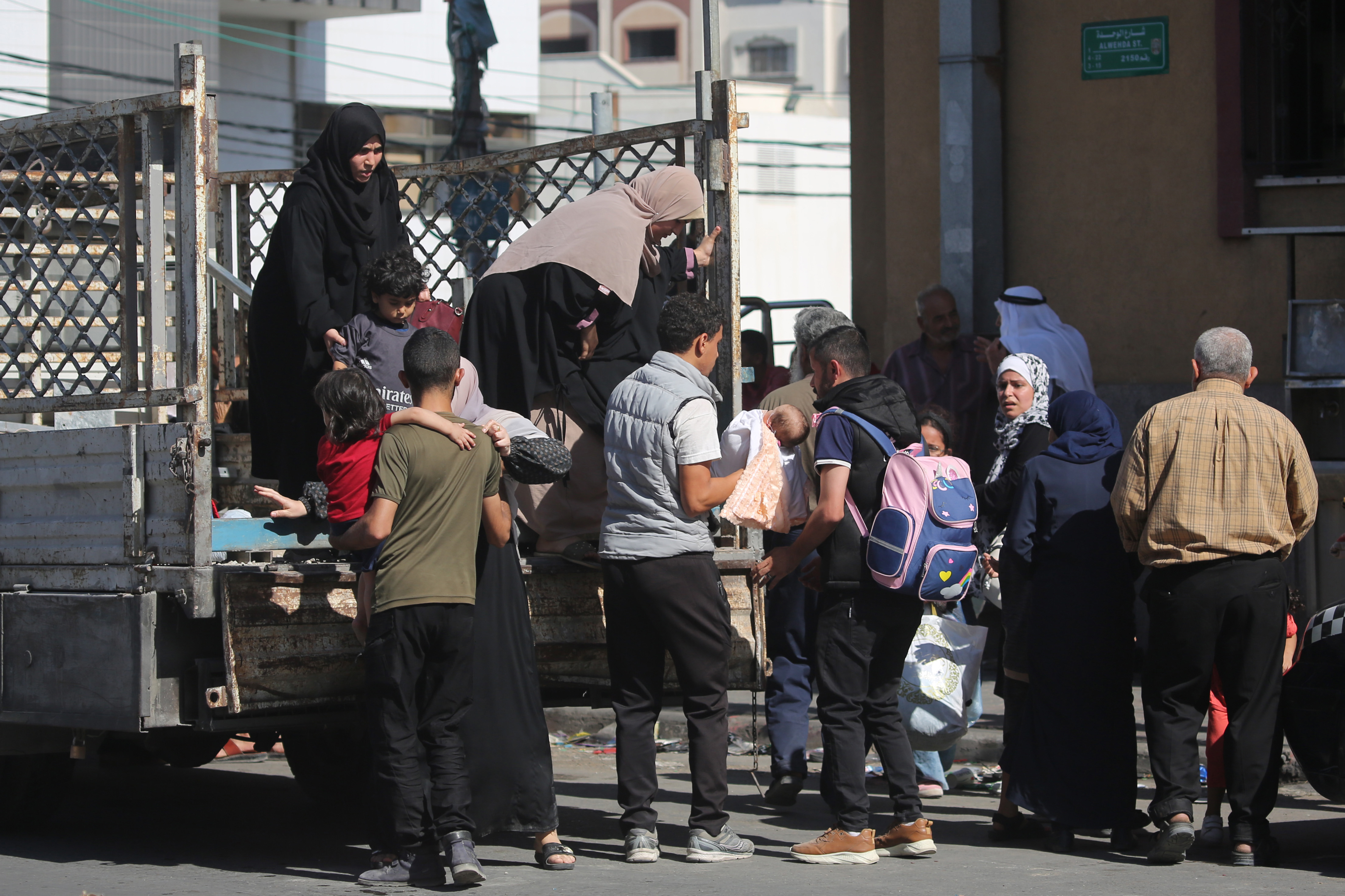 Palestinians displaced from their homes as a result of Israeli raids on October 13, 2023 in Gaza City, Gaza.