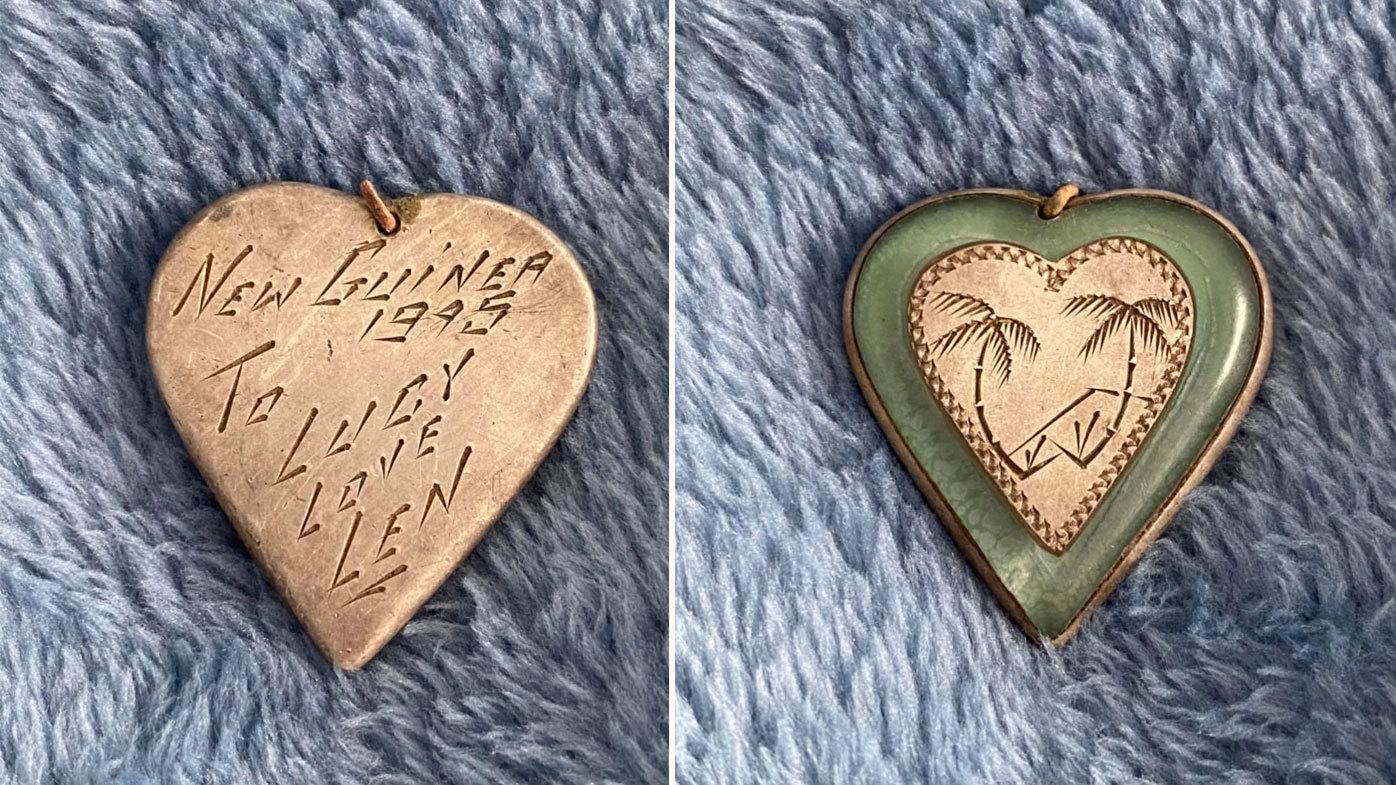 A love token from 1945 found by metal detectorist Kazz Preston, who is still searching for the owner.