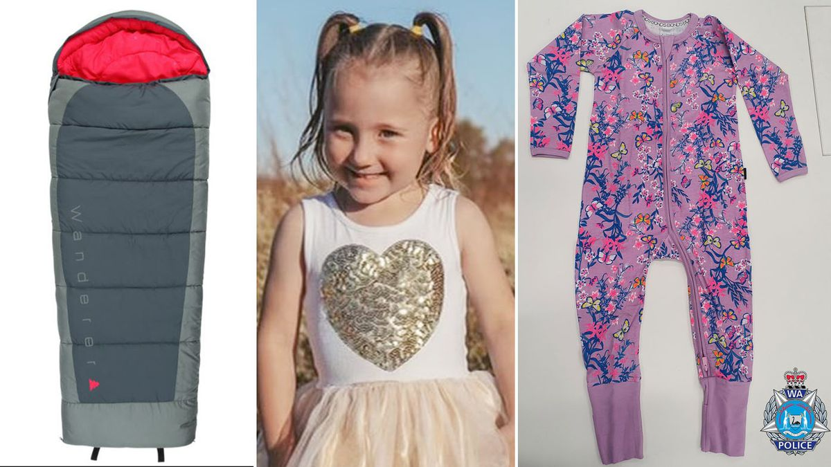 Pictured are the pyjamas cleo was wearing the night of her disappearance and a similar sleeping bag. 