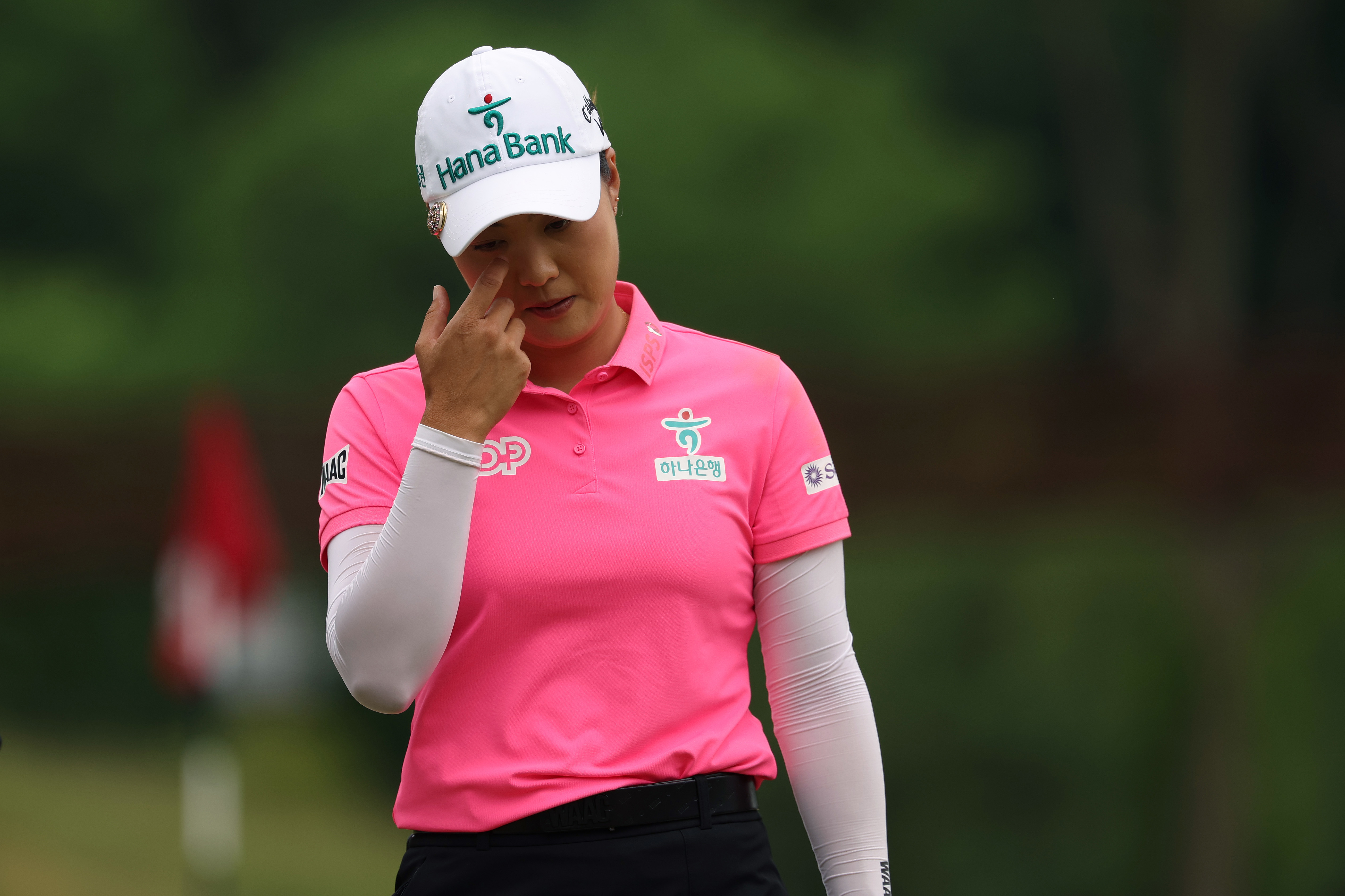 Minjee Lee of Australia reacts during the final round of the U.S. Women's Open Presented by Ally at Lancaster Country Club on June 02, 2024 in Lancaster, Pennsylvania. (Photo by Patrick Smith/Getty Images)