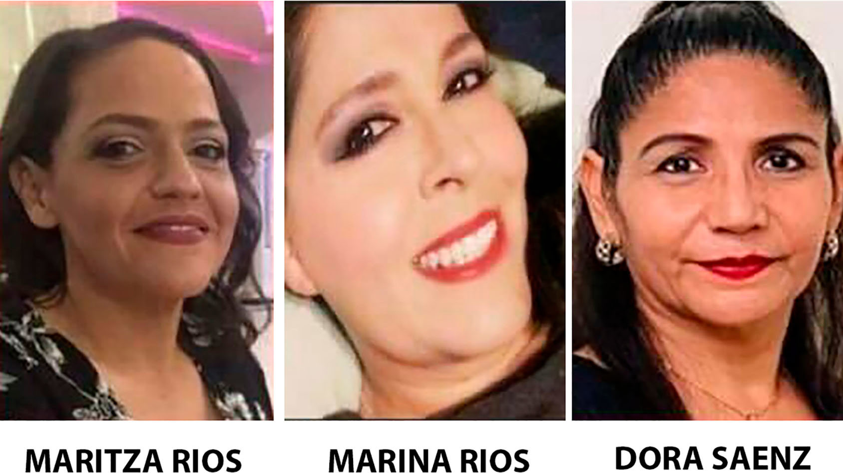 Hermanas Maritza Rios, 47, y Marina Rios, 48, y su amiga, Dora Saenz, 53