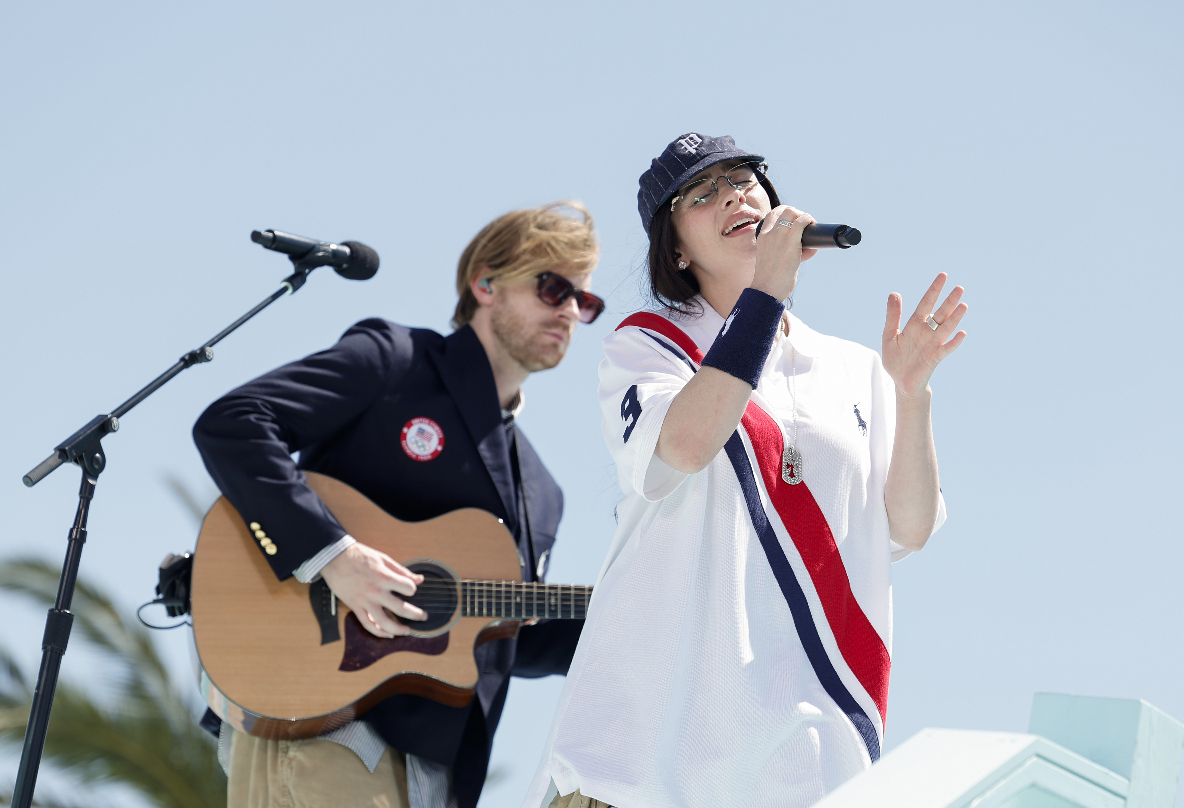 FINNEAS and Billie Eilish perform at the LA28 Olympic Games Handover Celebration.