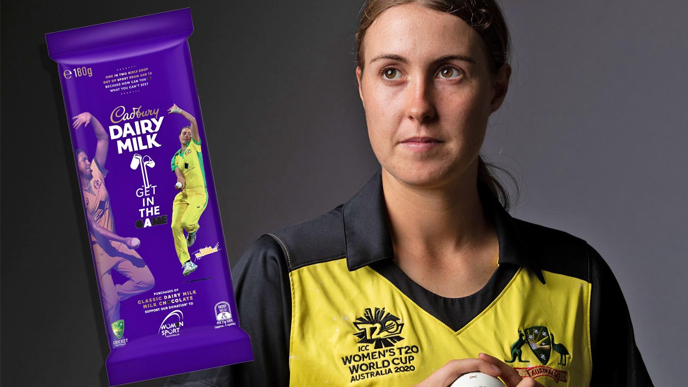 Tayla Vlaeminck features on the packet of Cadbury chocolate