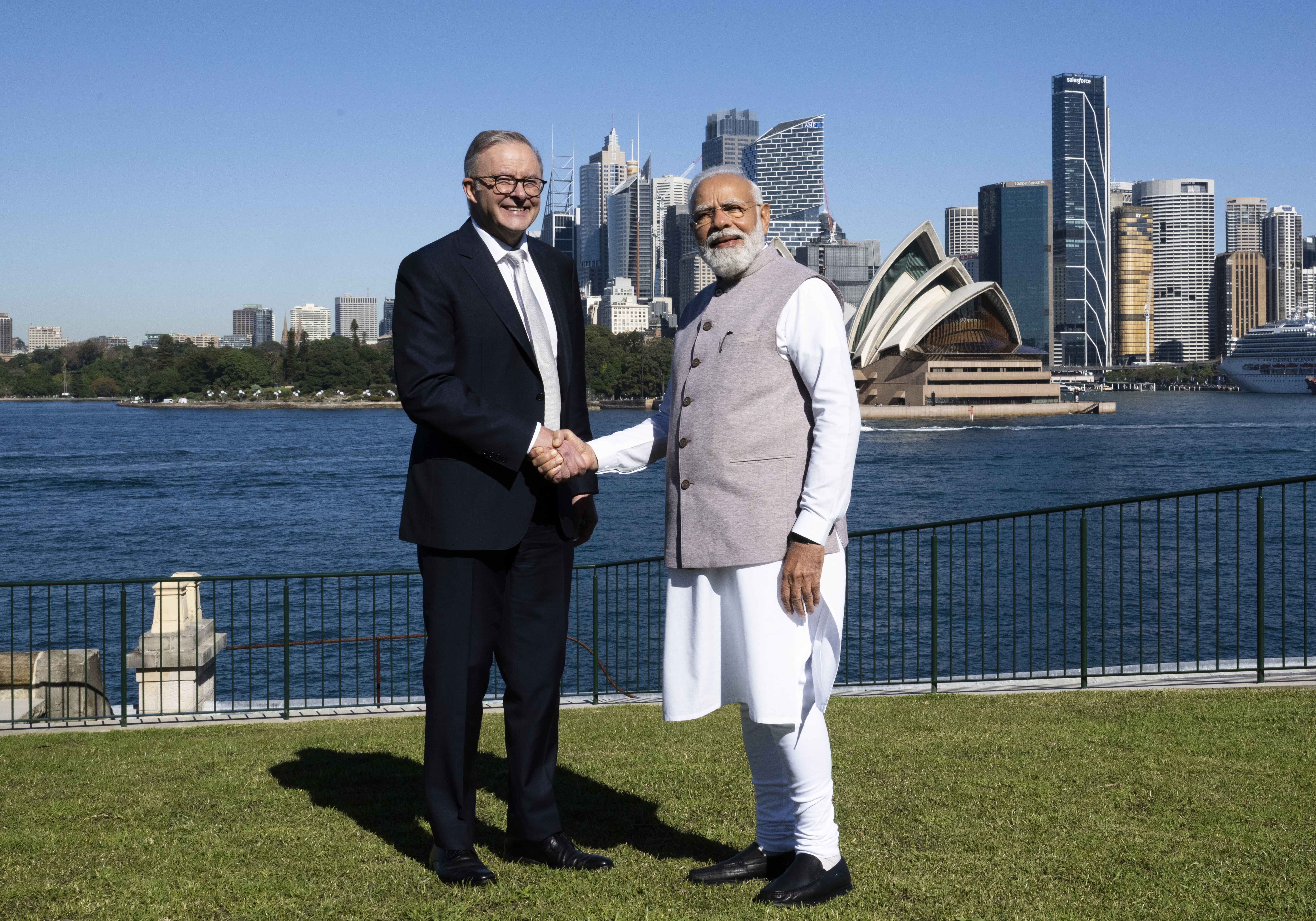 POOL Prime Minister Anthony Albanese and Indian Prime Minister Narendra Modi at Admiralty House in Sydney. May 24, 2023 Photo: Janie Barrett