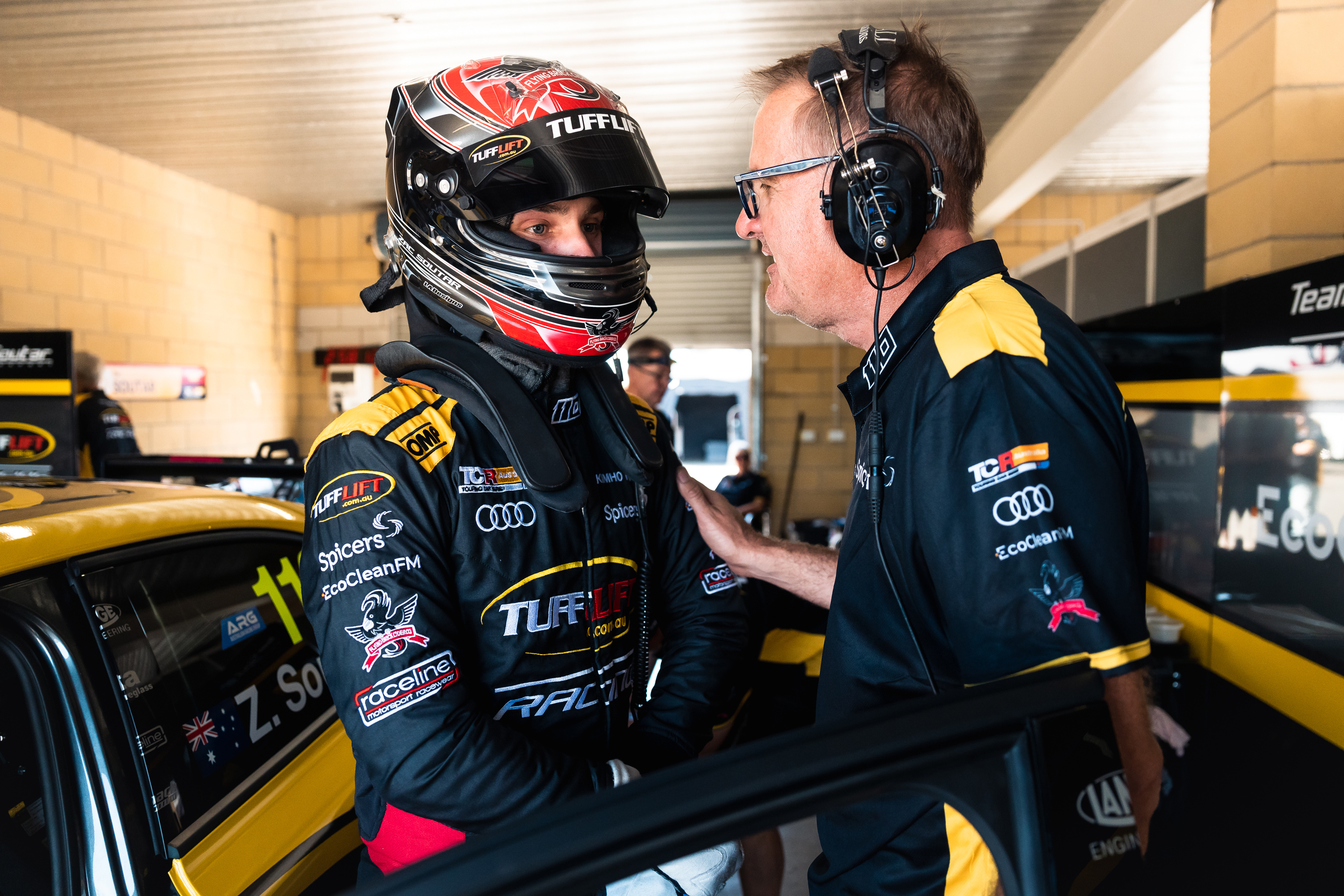 Zac Soutar with his engineer.