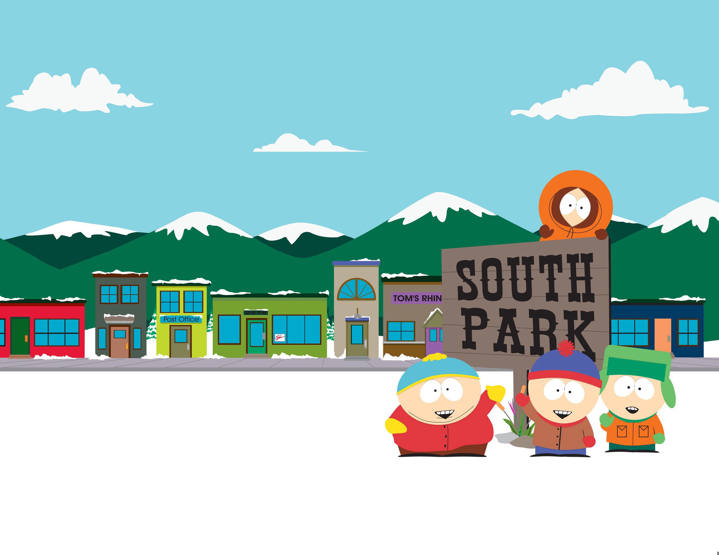 A title card of the popular television series South Park.