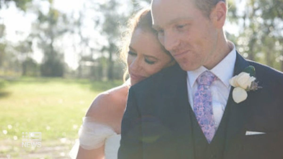 Erin and her husband Nic Gilbert on their wedding day.