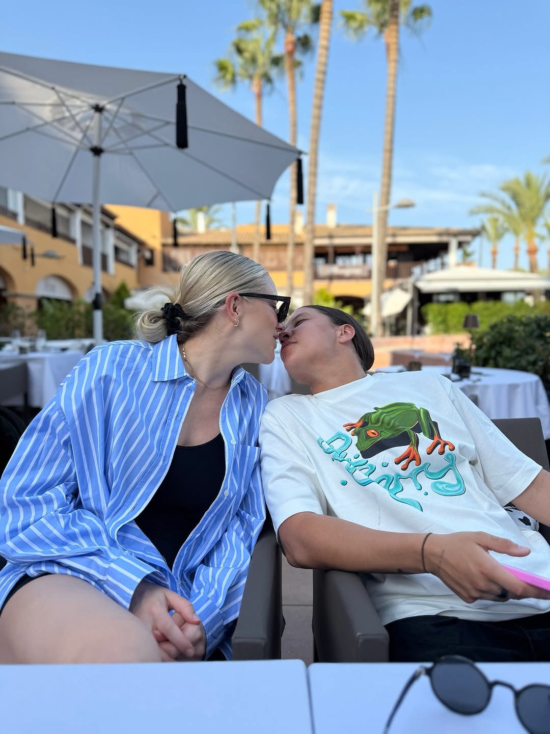 Sam Kerr and Kristie Mewis on holiday in Spain with their son Jagger