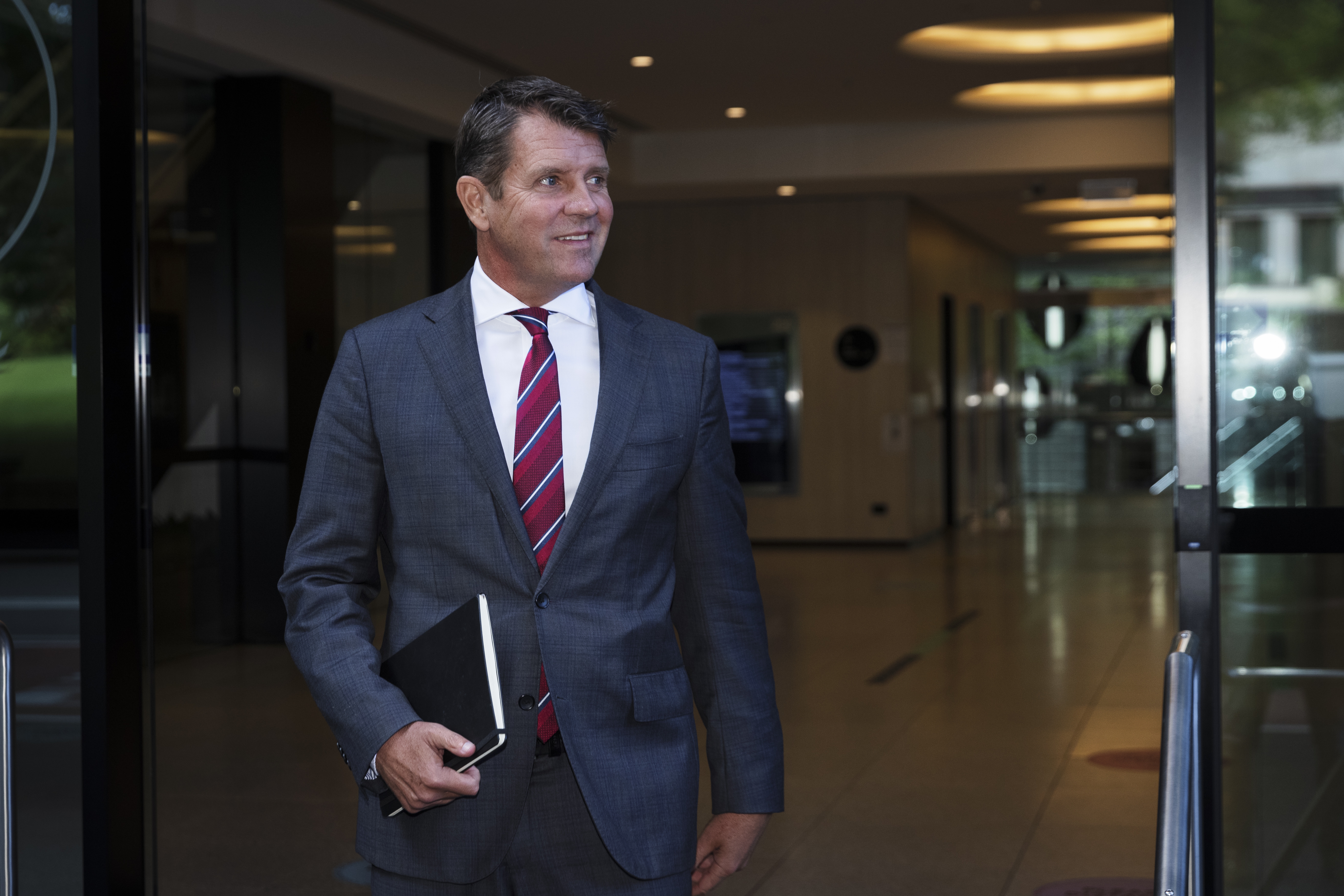Mike Baird departs ICAC today, after telling the inquiry he was 'incredulous' over Gladys Berejiklian's secret relationship.