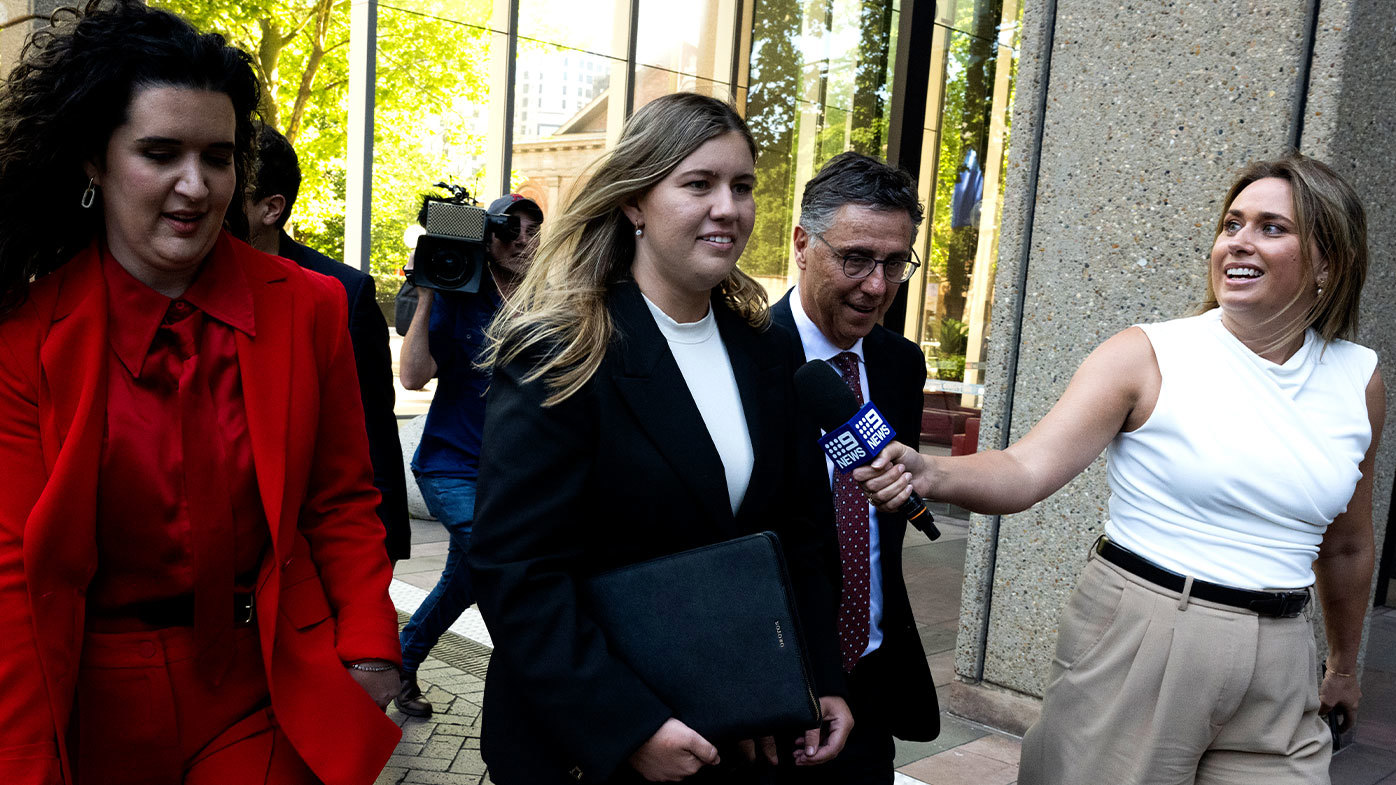 Brittany Higgins leaving the Federal Court in Sydney NSW. December 4, 2023. 