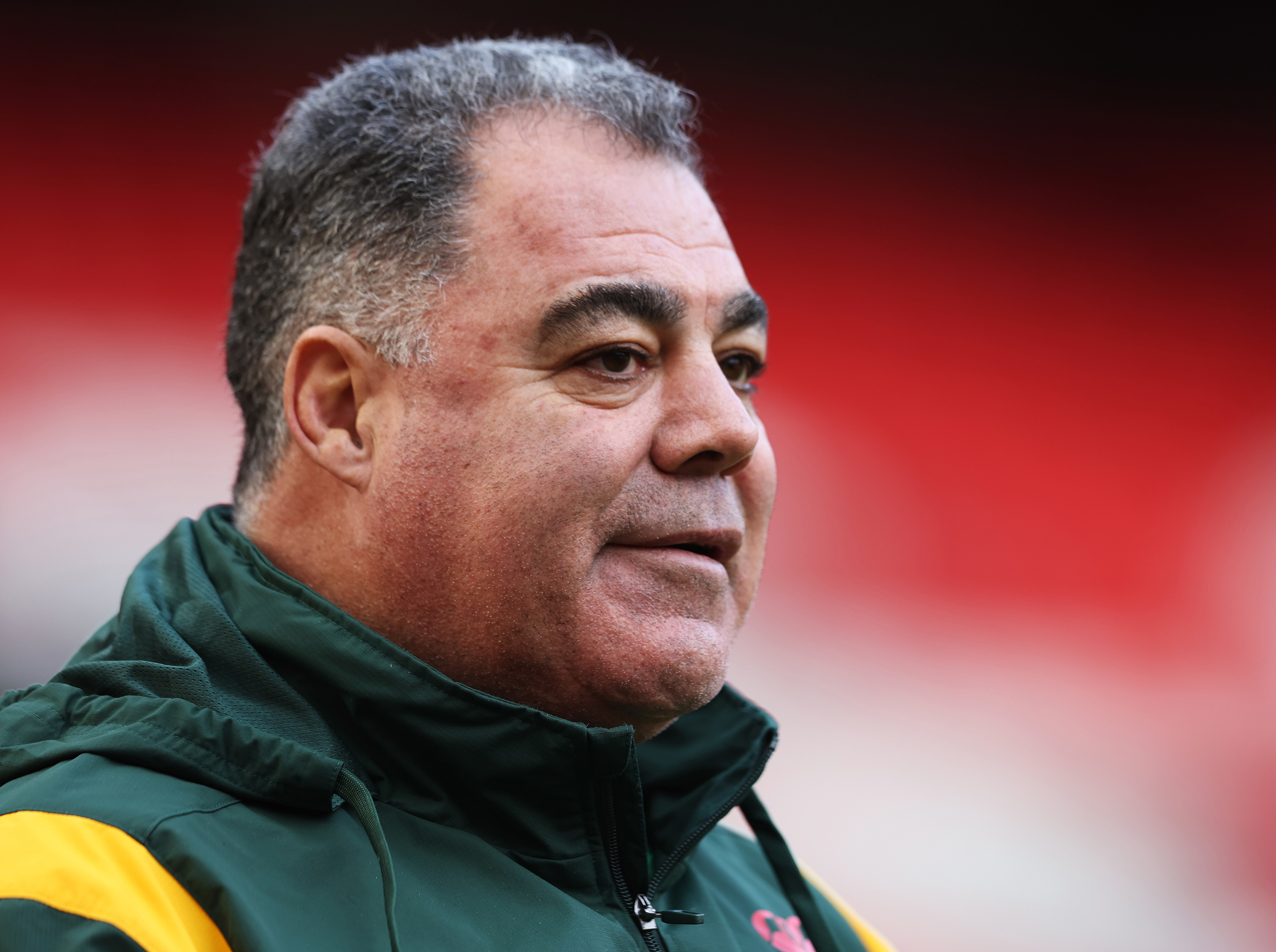 MANCHESTER, ENGLAND - NOVEMBER 18: Mal Meninga, Head Coach of Australia during the Australia Captain's Run ahead of the Rugby League World Cup Final against Samoa at Old Trafford on November 18, 2022 in Manchester, England. (Photo by Matthew Lewis/Getty Images for RLWC)