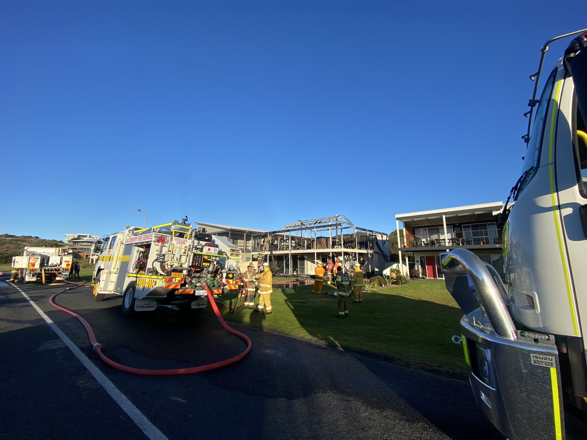 Fire crews arrived at the scene in Goolwa South in South Australia and were able to extinguish the blaze, but could not salvage the holiday home. 