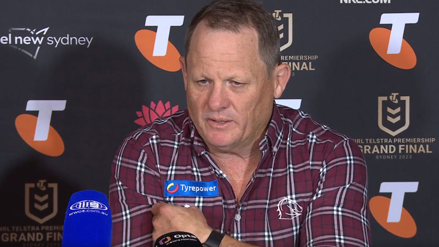Kevin Walters addresses the media after the 2023 NRL grand final.