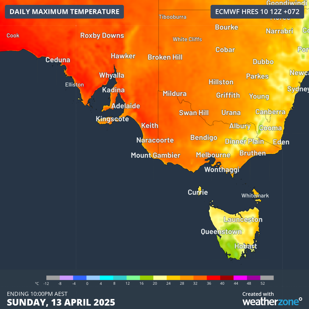 Impending tropical cyclone triggers mid-Autumn heatwave in south-eastern Australia