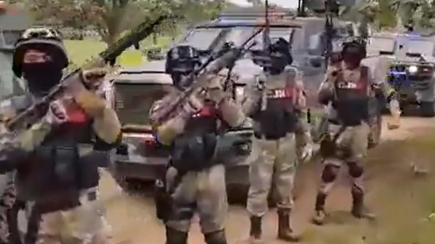 The Mexican criminal organisation New Generation Jalisco Cartel displays its military hardware.