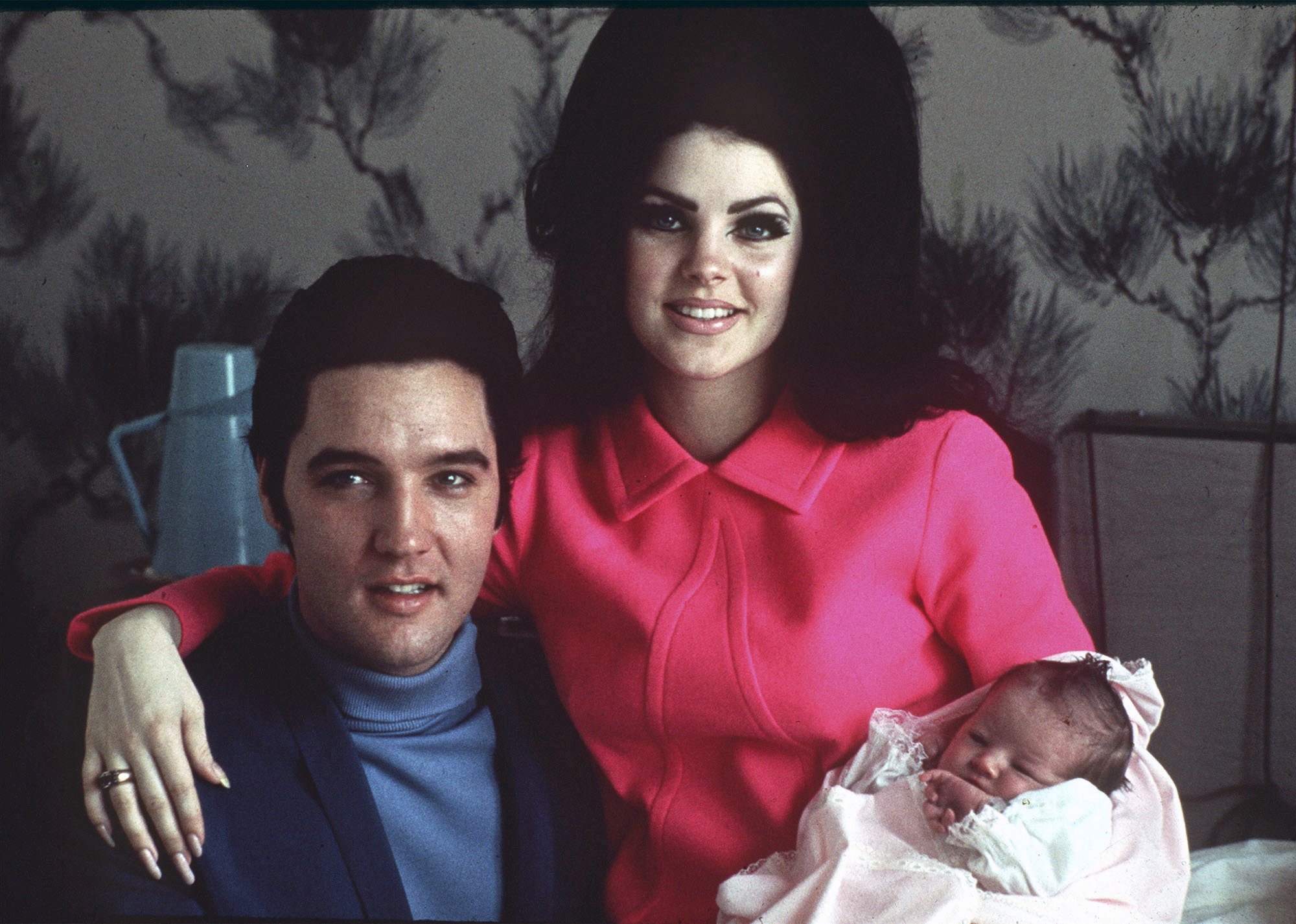 Elvis Presley, Lisa Marie Presley and Priscilla Presley