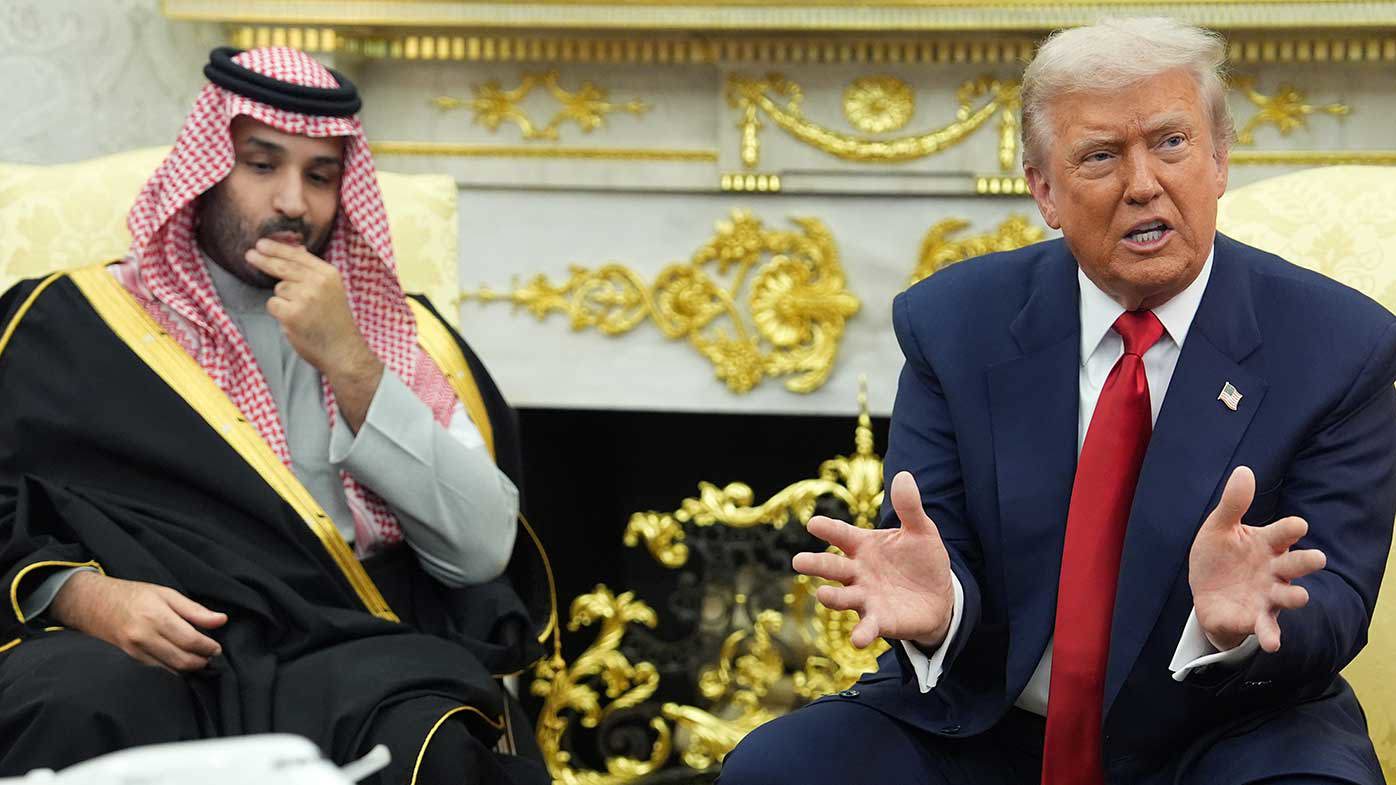 Donald Trump in an Oval Office meeting with Saudi Prince Mohammed bin Salman.