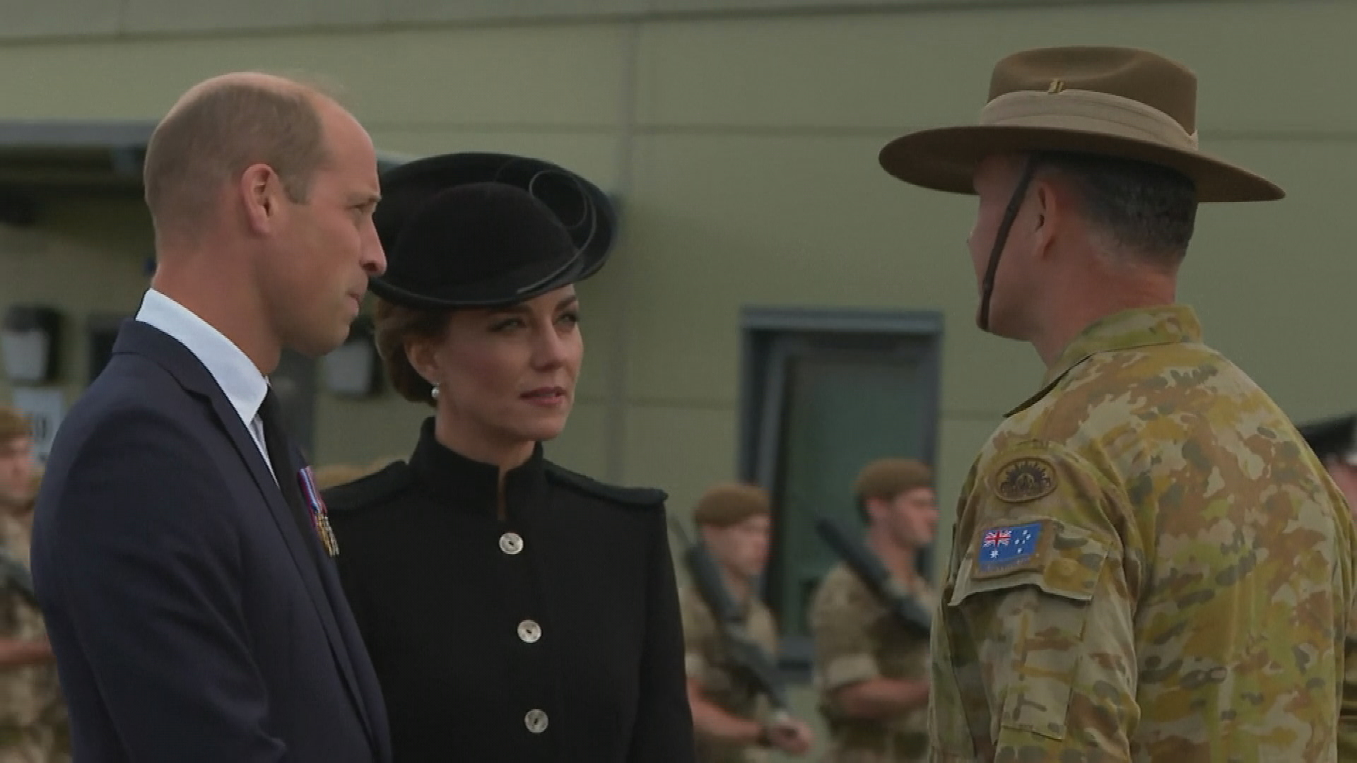 Prince William and Princess Catherine meet with Australian troops who will be involved in the Queen's state funeral.