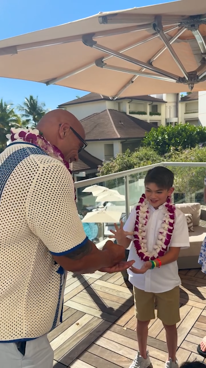 Dwayne 'The Rock' Johnson takes his kids to help grant wishes with Make-A-Wish