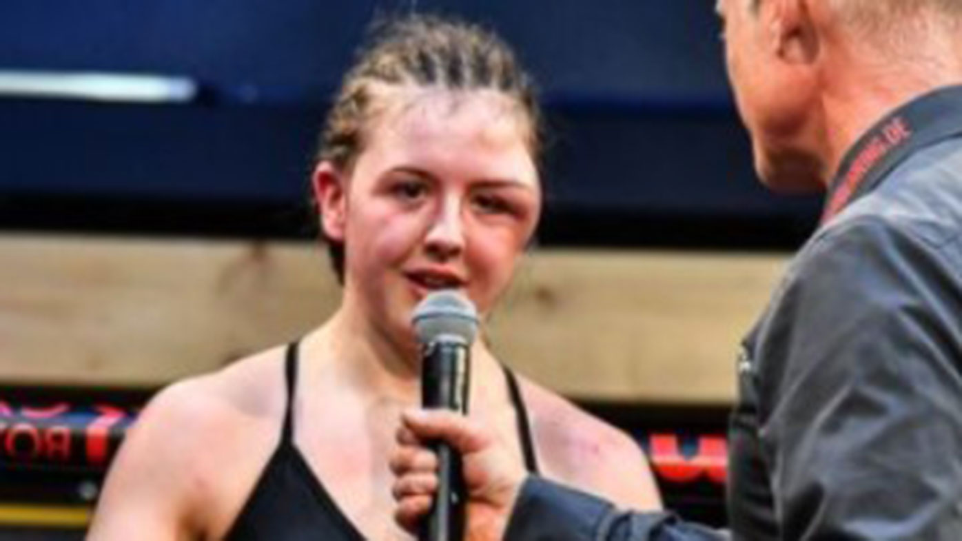 Cheyenne Hanson immediately after her fight with Ukraine's Alina Zaitseva.