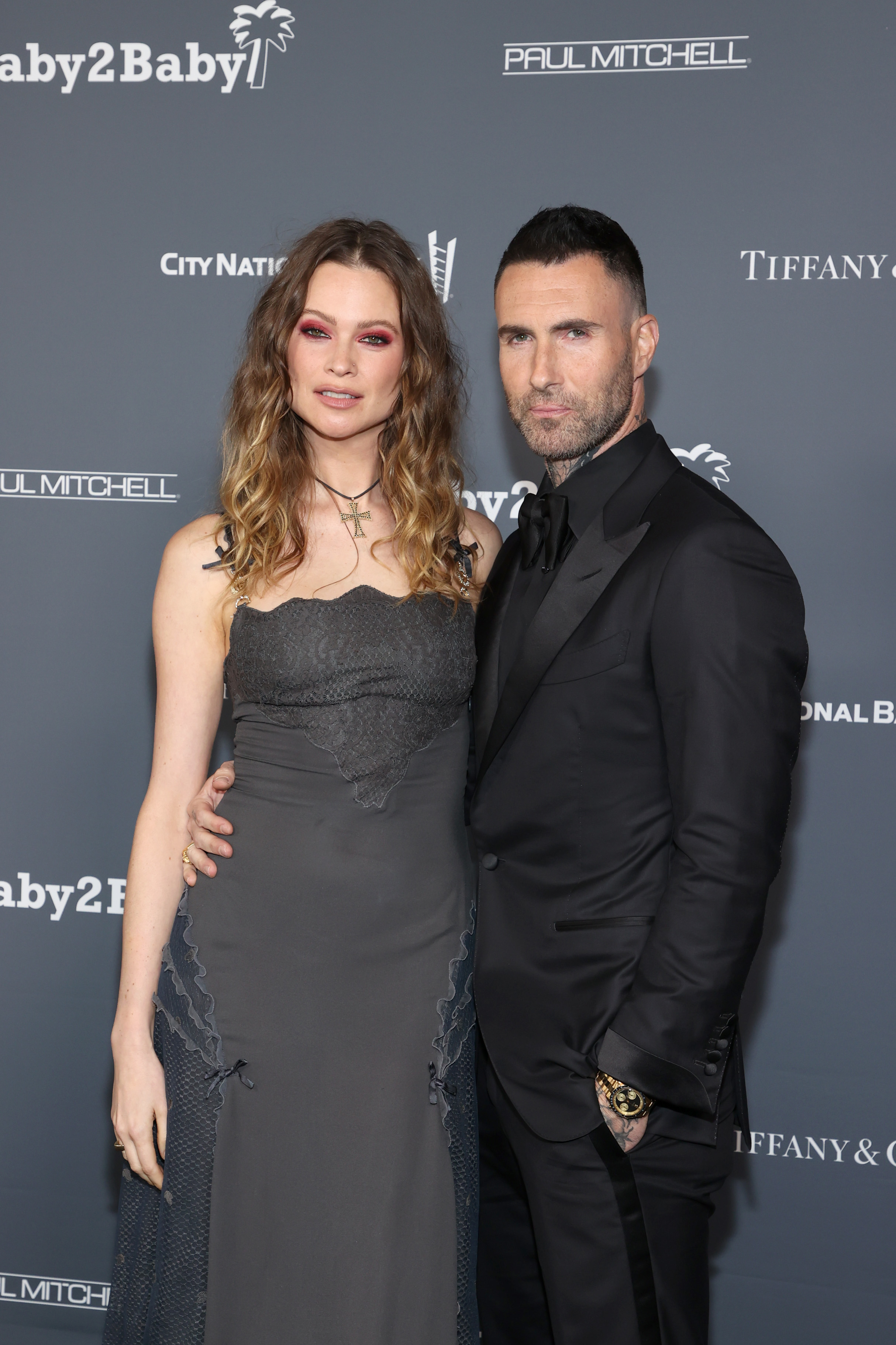 Behati Prinsloo and Adam Levine attend the Baby2Baby 10-Year Gala presented by Paul Mitchell on November 13, 2021 in West Hollywood, California.