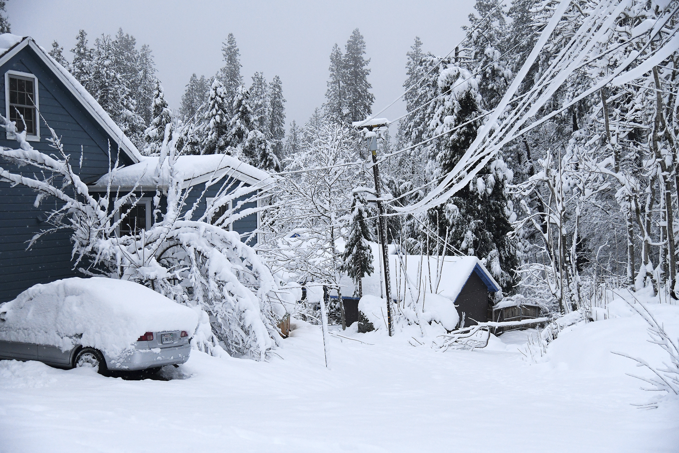 Spring Street in Nevada City was cloaked in snow. 