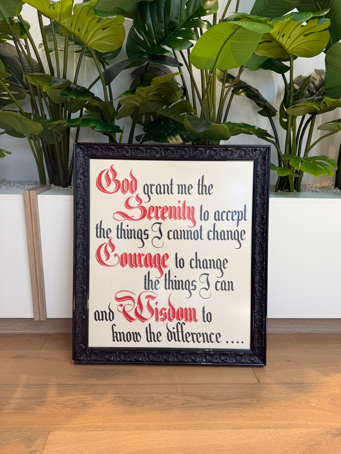 The serenity prayer, a common mantra for those recovering from gambling addiction, sits in the foyer of Oakdene House.