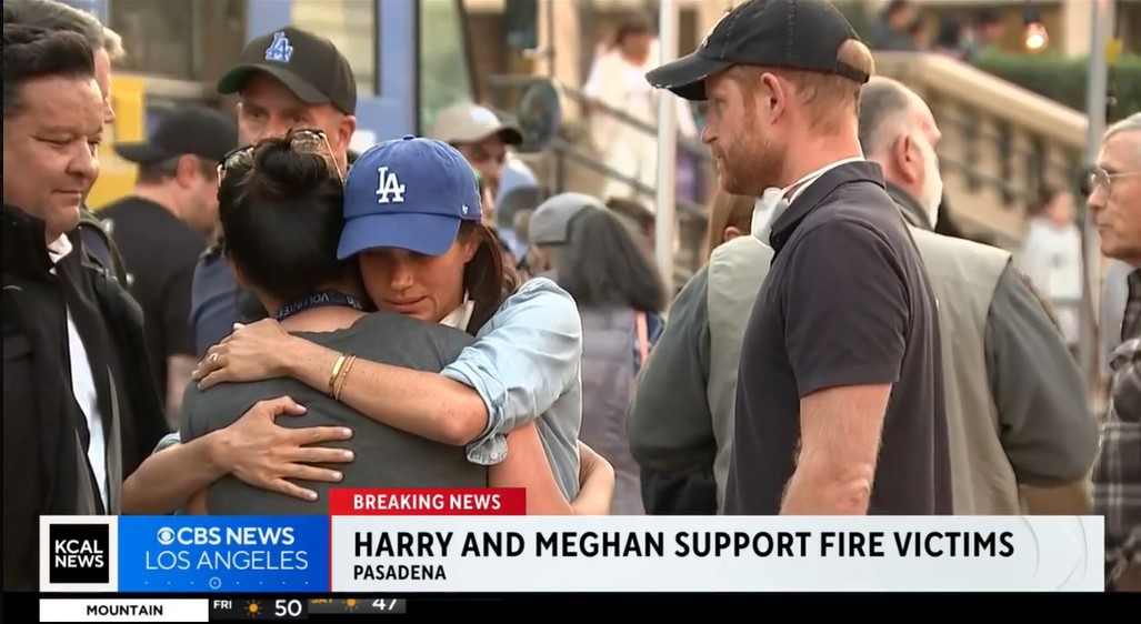 El príncipe Harry y Meghan y la duquesa de Sussex consuelan a las víctimas del incendio forestal de Los Ángeles en Pasadena