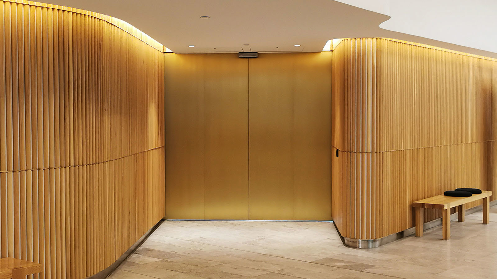 The entrances to the Qantas chairman's lounge are nondescript.