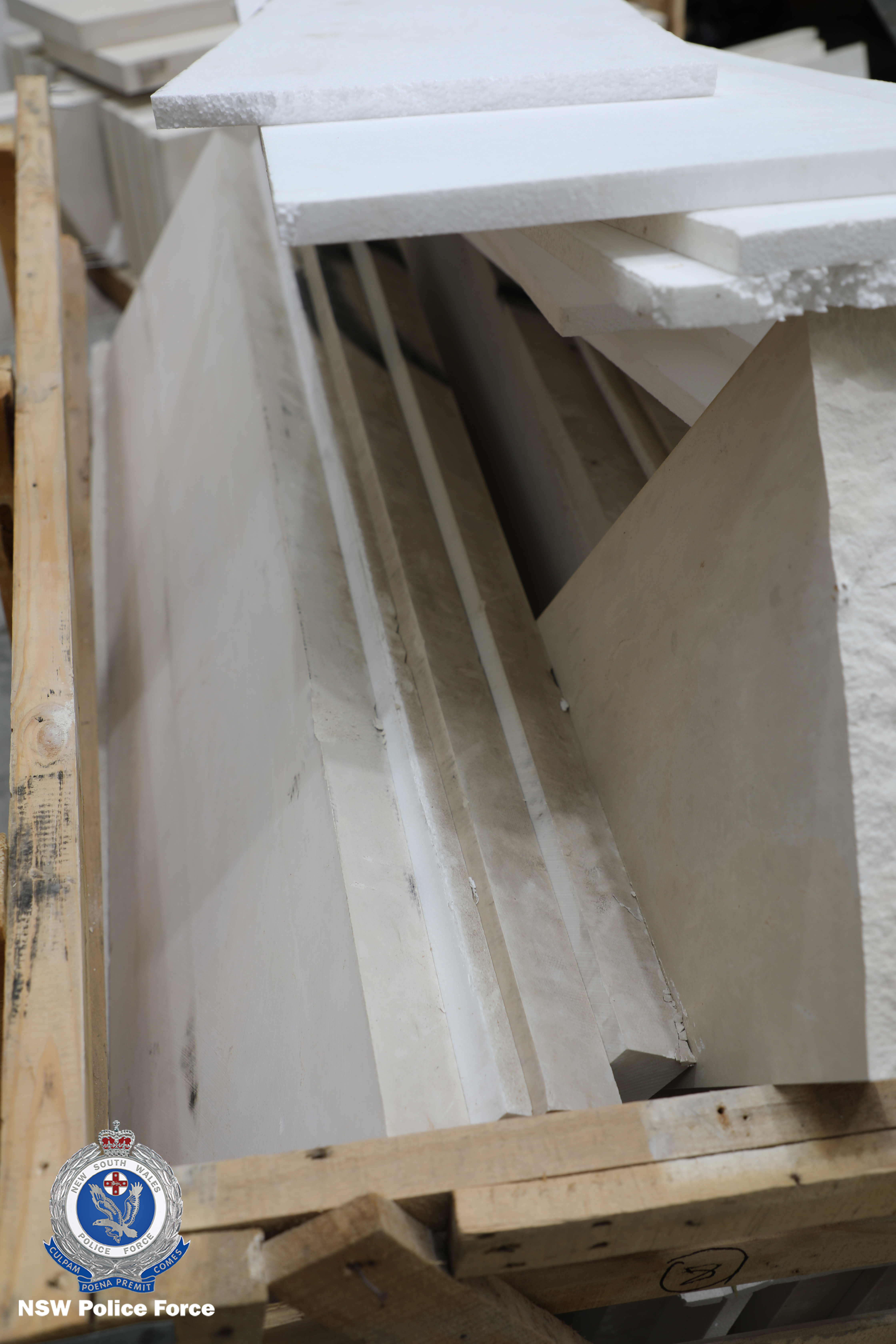 The ice was concealed in marble titles in shipping containers originating from the United Arab Emirates.